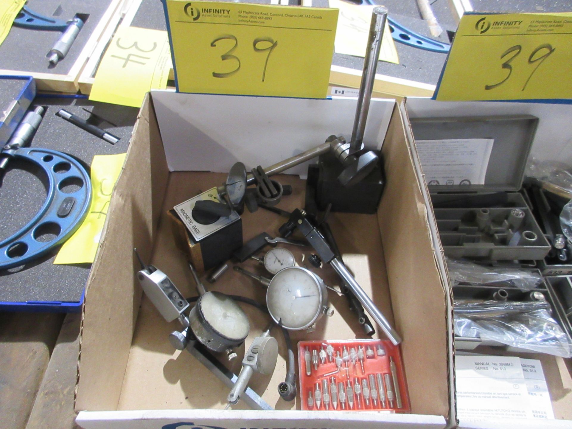 LOT OF (3) BOXES OF 1.4-2.5", .7-1.4" MITUTOYO HOLE GAUGE SETS, MITUTOYO PROBE, INDICATORS, MAG - Image 5 of 5