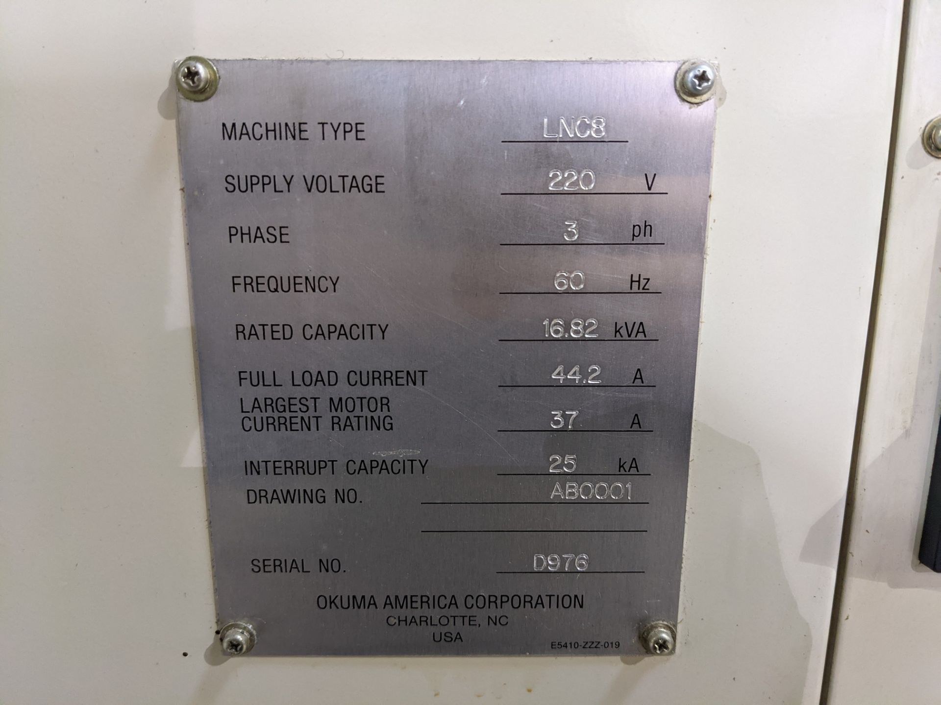 OKUMA CADET LNC8 CNC LATHE, S/N D976, OKUMA OSP700L CNC CONTROL, 9” 3-JAW CHUCK, 12-STATION - Image 17 of 22