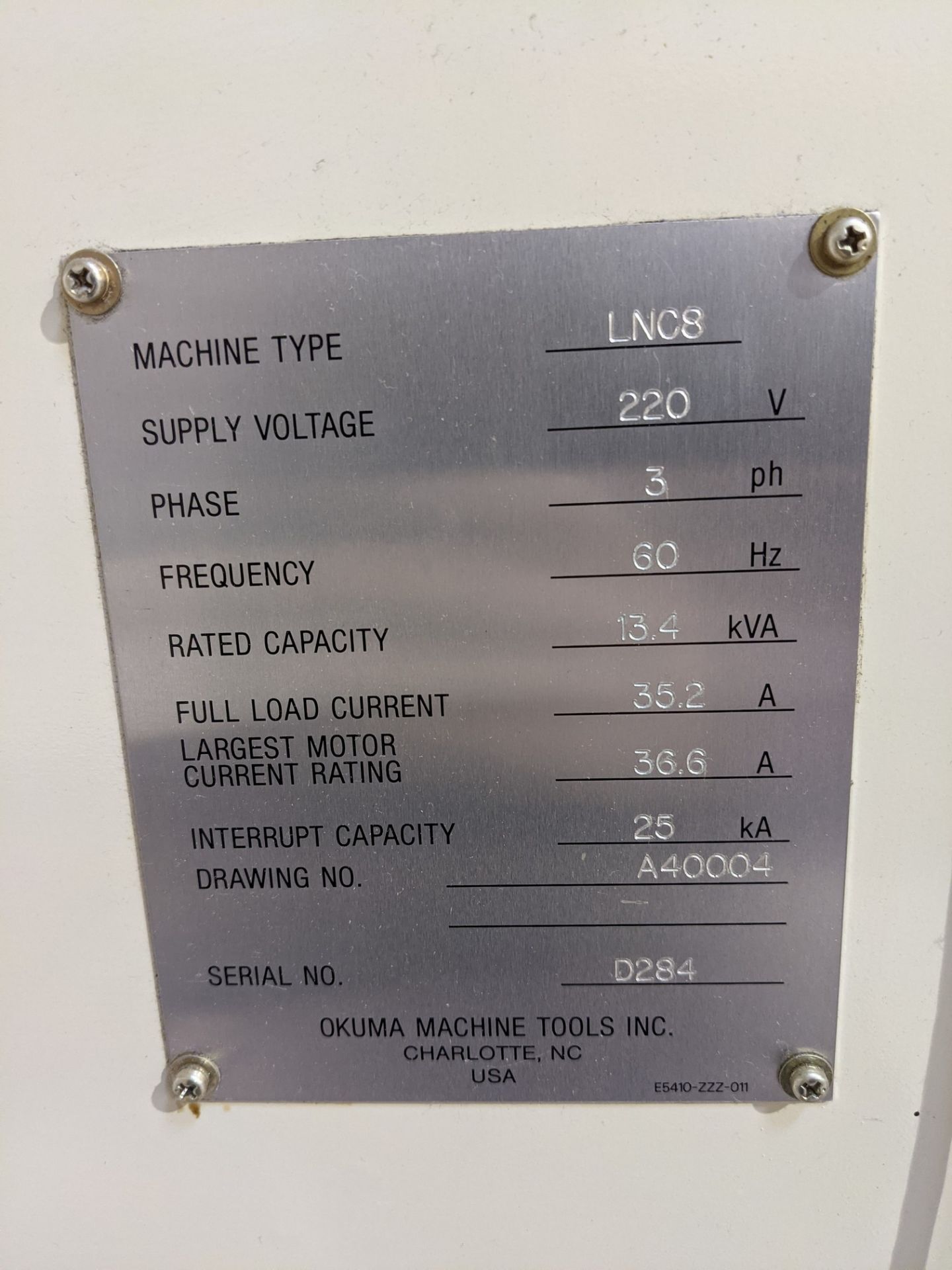 OKUMA CADET LNC8 CNC LATHE, S/N D284, CNC CONTROL, 9” 3-JAW CHUCK, 12-STATION TURRET, TAILSTOCK, - Image 17 of 19