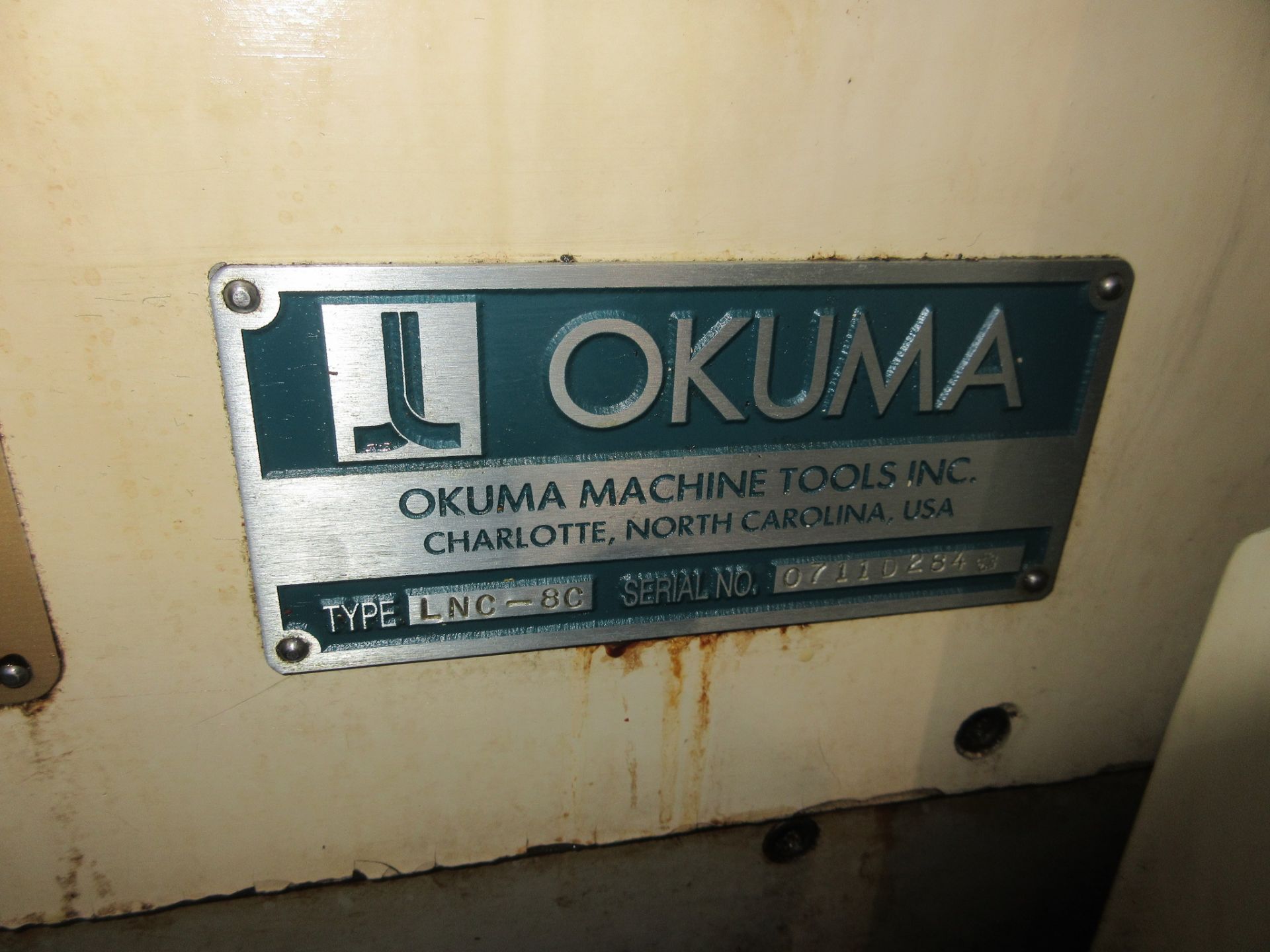 OKUMA CADET LNC8 CNC LATHE, S/N D284, CNC CONTROL, 9” 3-JAW CHUCK, 12-STATION TURRET, TAILSTOCK, - Image 12 of 19