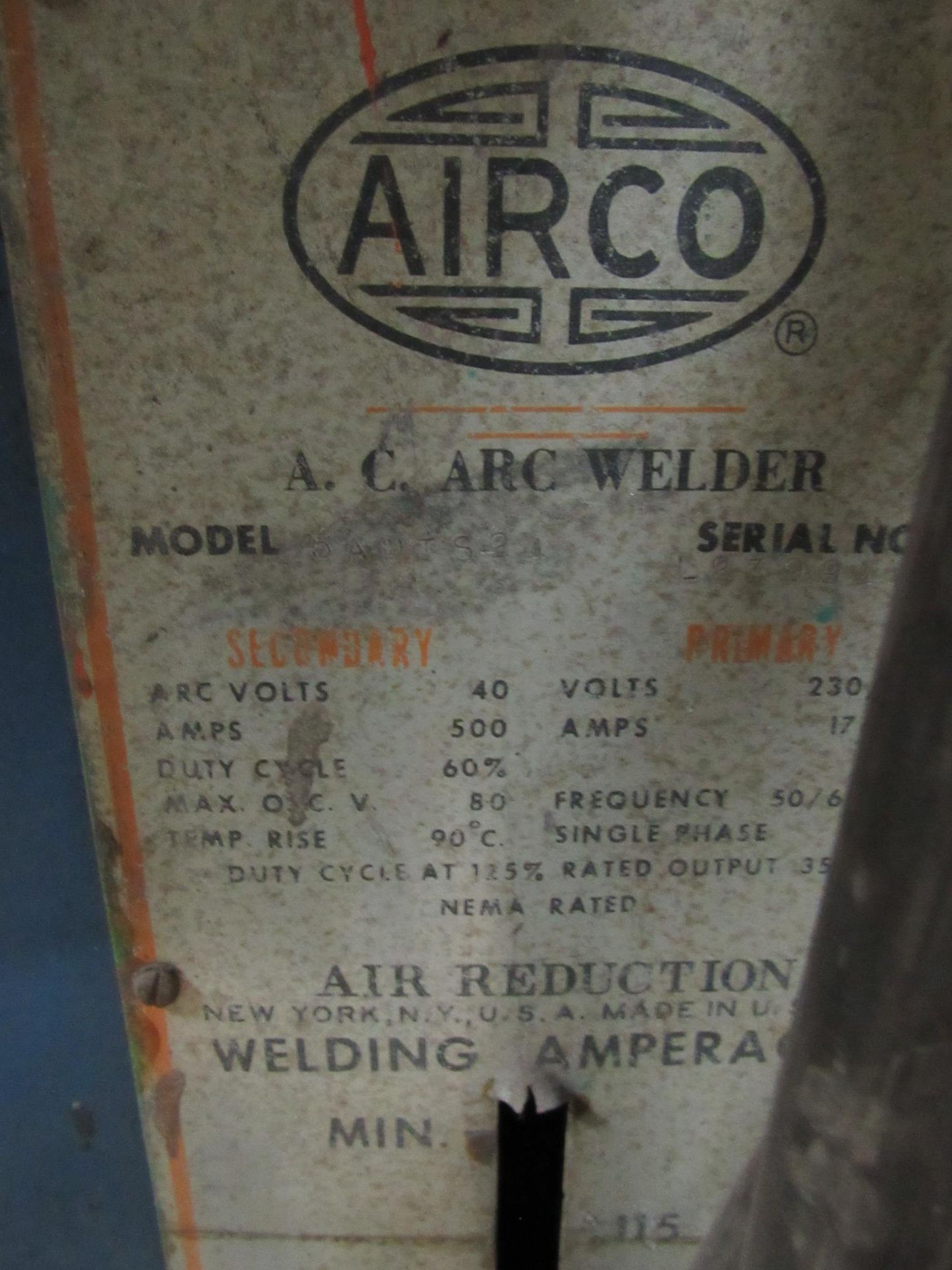 Airco AC Arc Welder Model 5ADTS-24 - Image 2 of 2