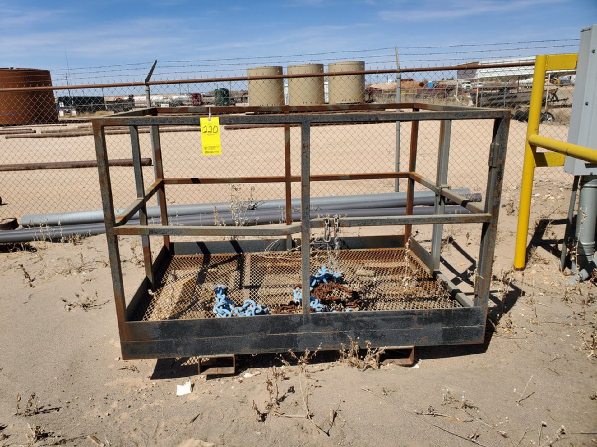 Forklift Stl Work Basket 72" x 48" x 50"H; W/ Lifting Chains - Image 2 of 7