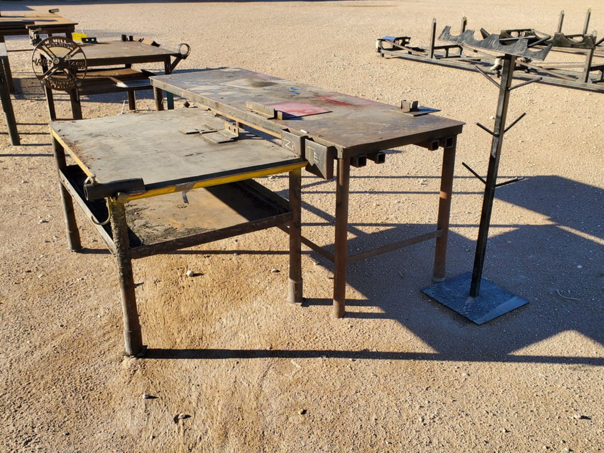 (2) Stl Welding Tables (1) 30-1/2" x 96" x 36"H; (1) 56" x 57" x 33"H; W/ 52"H Matl. Rack - Image 5 of 5