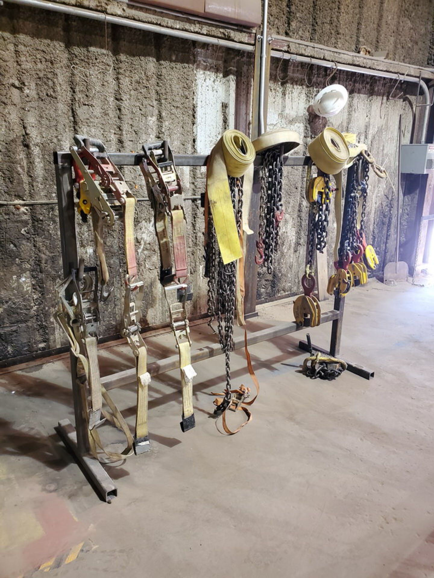 Assorted Lifting Chains & Straps W/ Rack 1 Ton & Other - Image 2 of 8