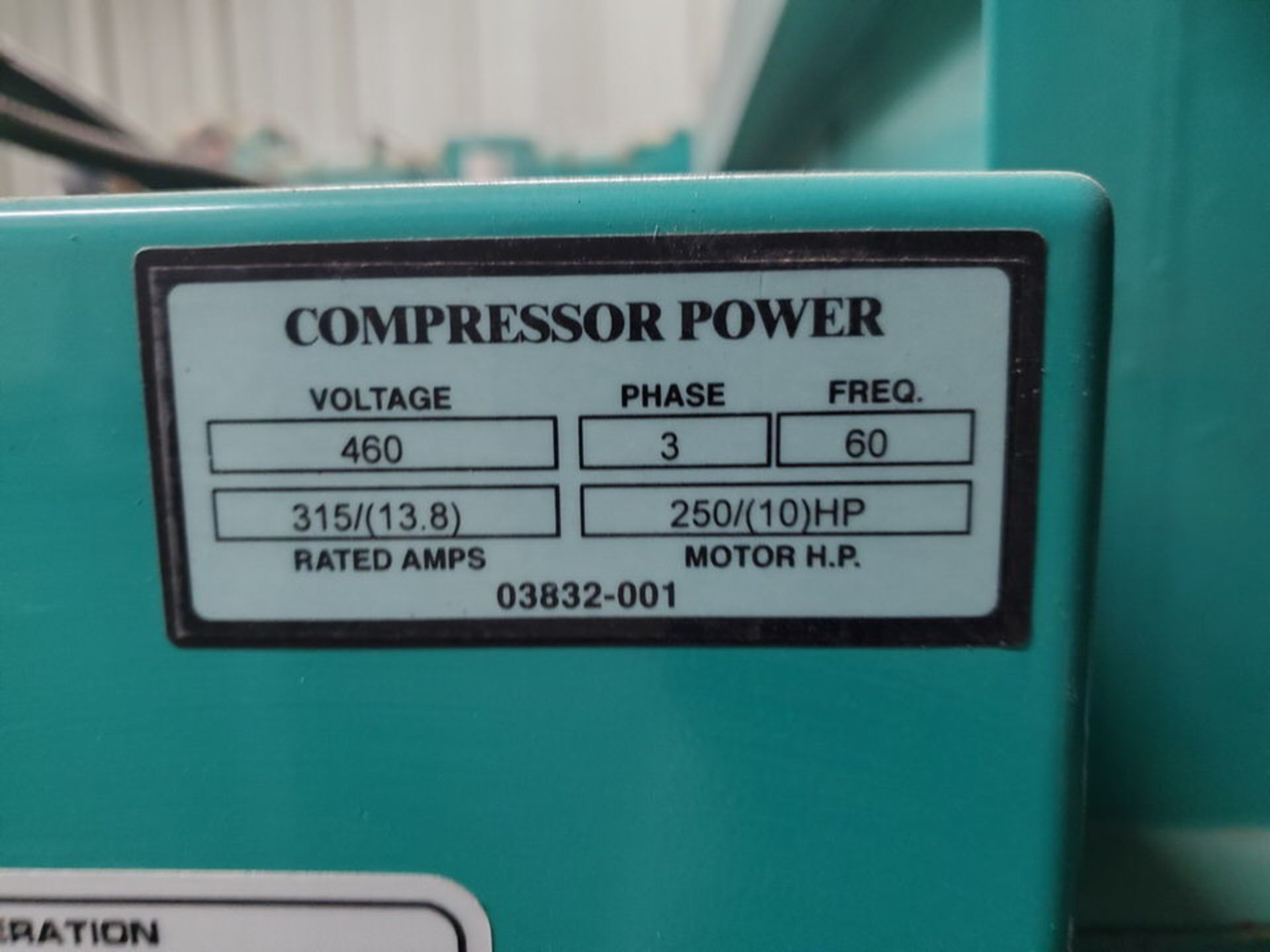 Sullivan Palatek SP20-250 Air Compressor 460V, 3PH, 60HZ, 250HP, 315/(13.8)A; 2,865hrs - Image 15 of 16