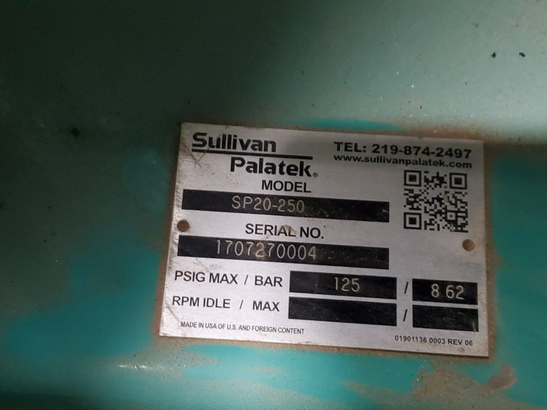 Sullivan Palatek SP20-250 Air Compressor 460V, 3PH, 60HZ, 250HP, 315/(13.8)A; 2,865hrs - Image 15 of 15