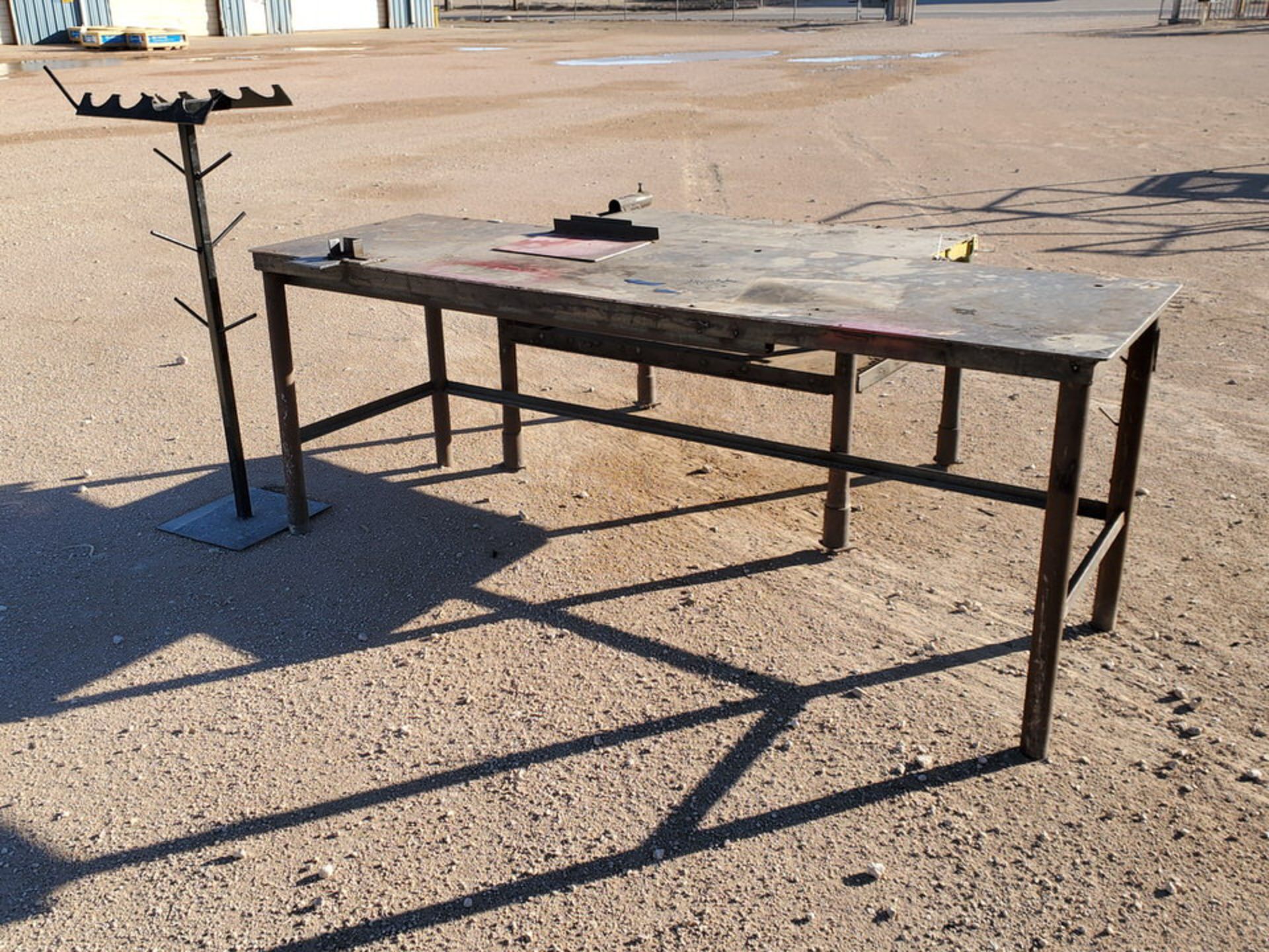 (2) Stl Welding Tables (1) 30-1/2" x 96" x 36"H; (1) 56" x 57" x 33"H; W/ 52"H Matl. Rack - Image 3 of 5