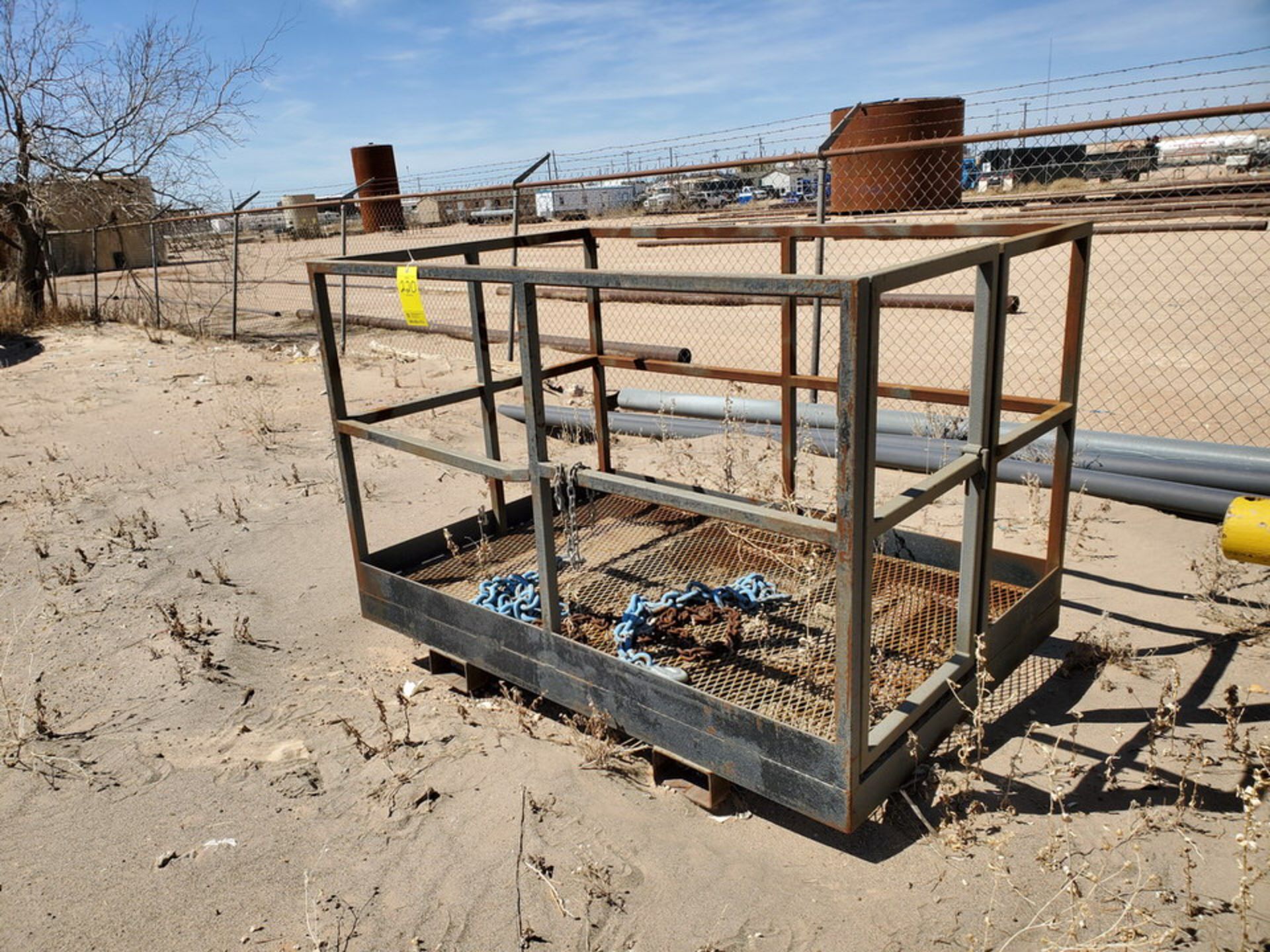 Forklift Stl Work Basket 72" x 48" x 50"H; W/ Lifting Chains - Image 3 of 7