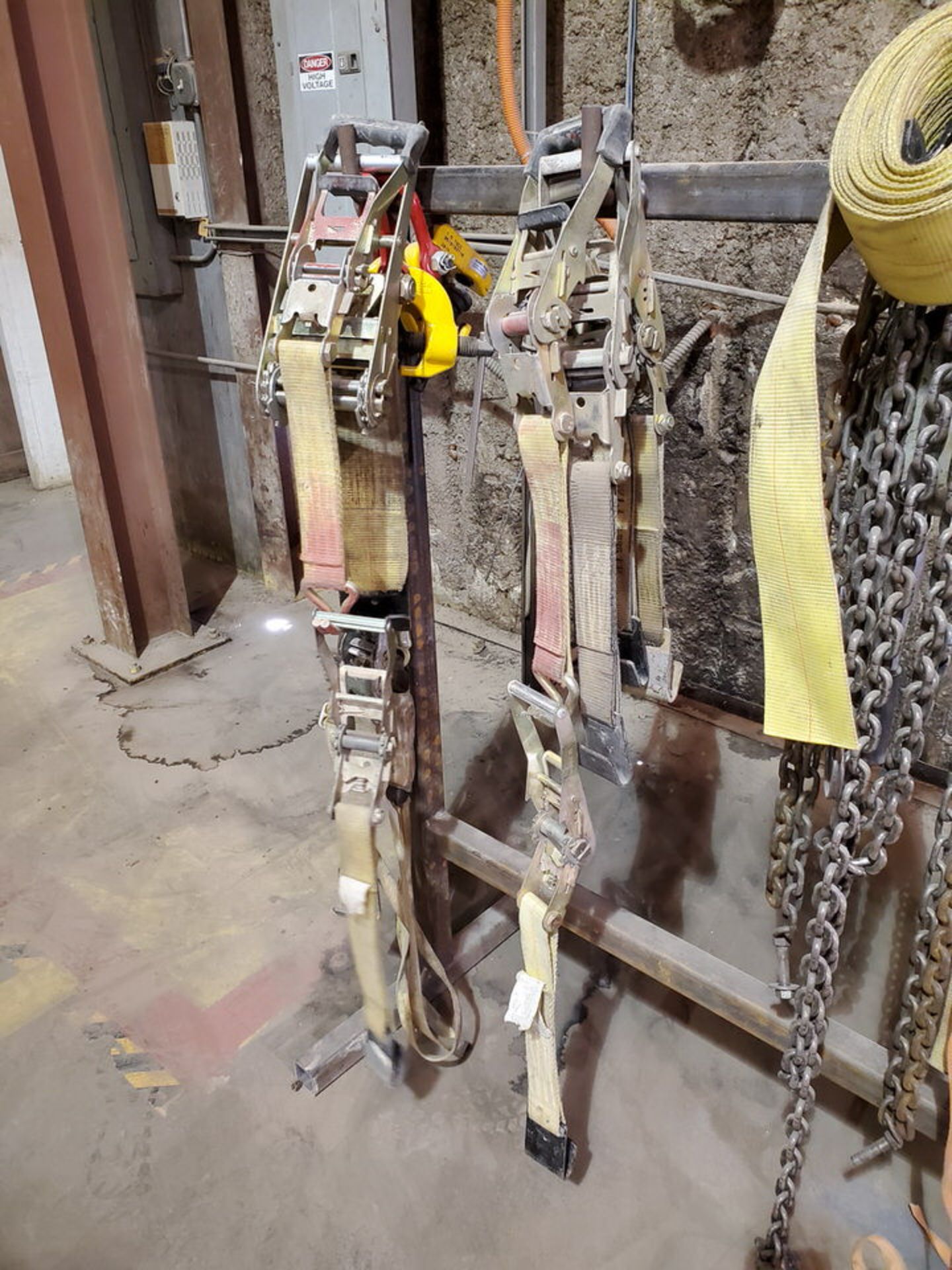 Assorted Lifting Chains & Straps W/ Rack 1 Ton & Other - Image 7 of 8