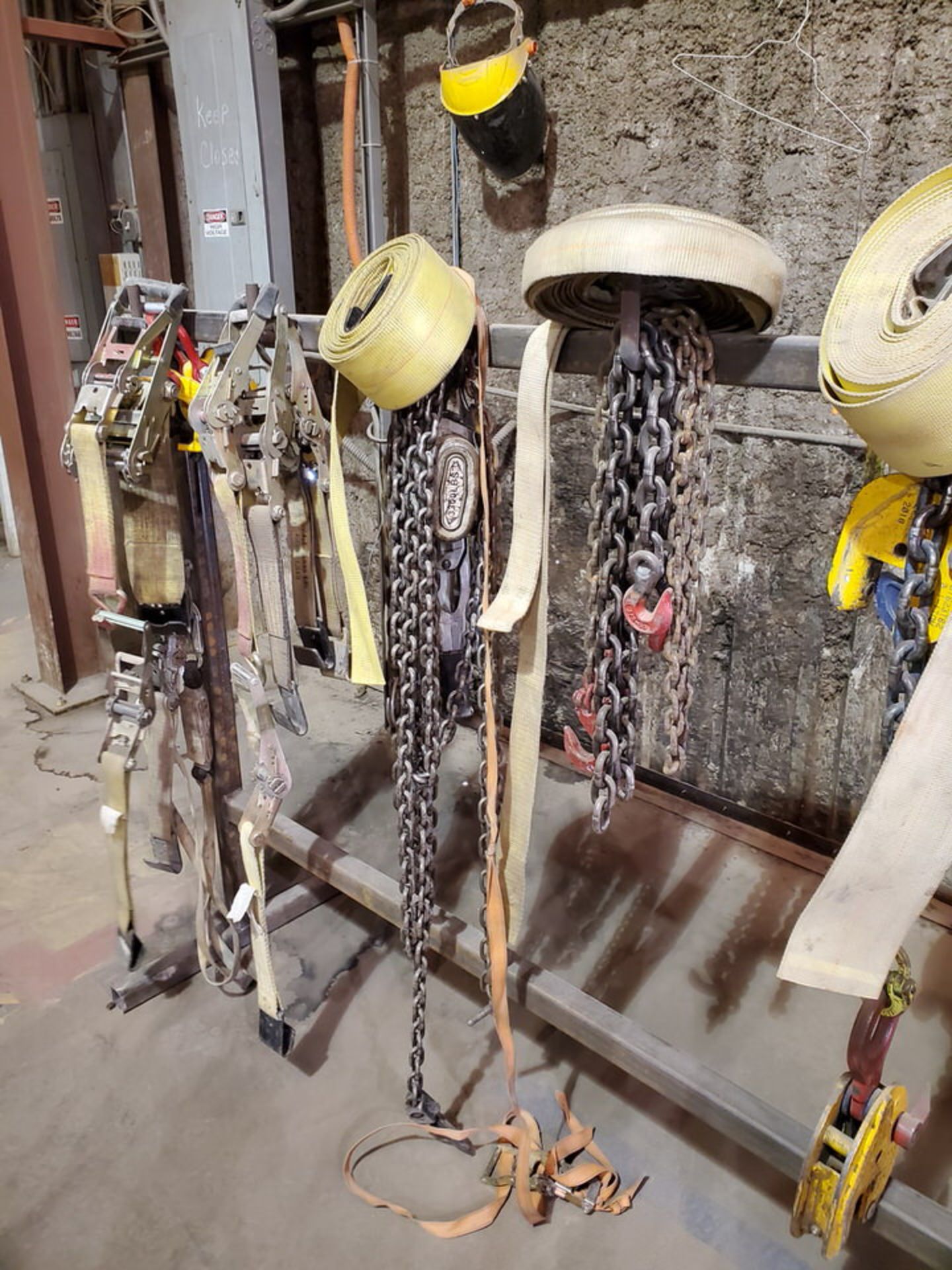 Assorted Lifting Chains & Straps W/ Rack 1 Ton & Other - Image 8 of 8