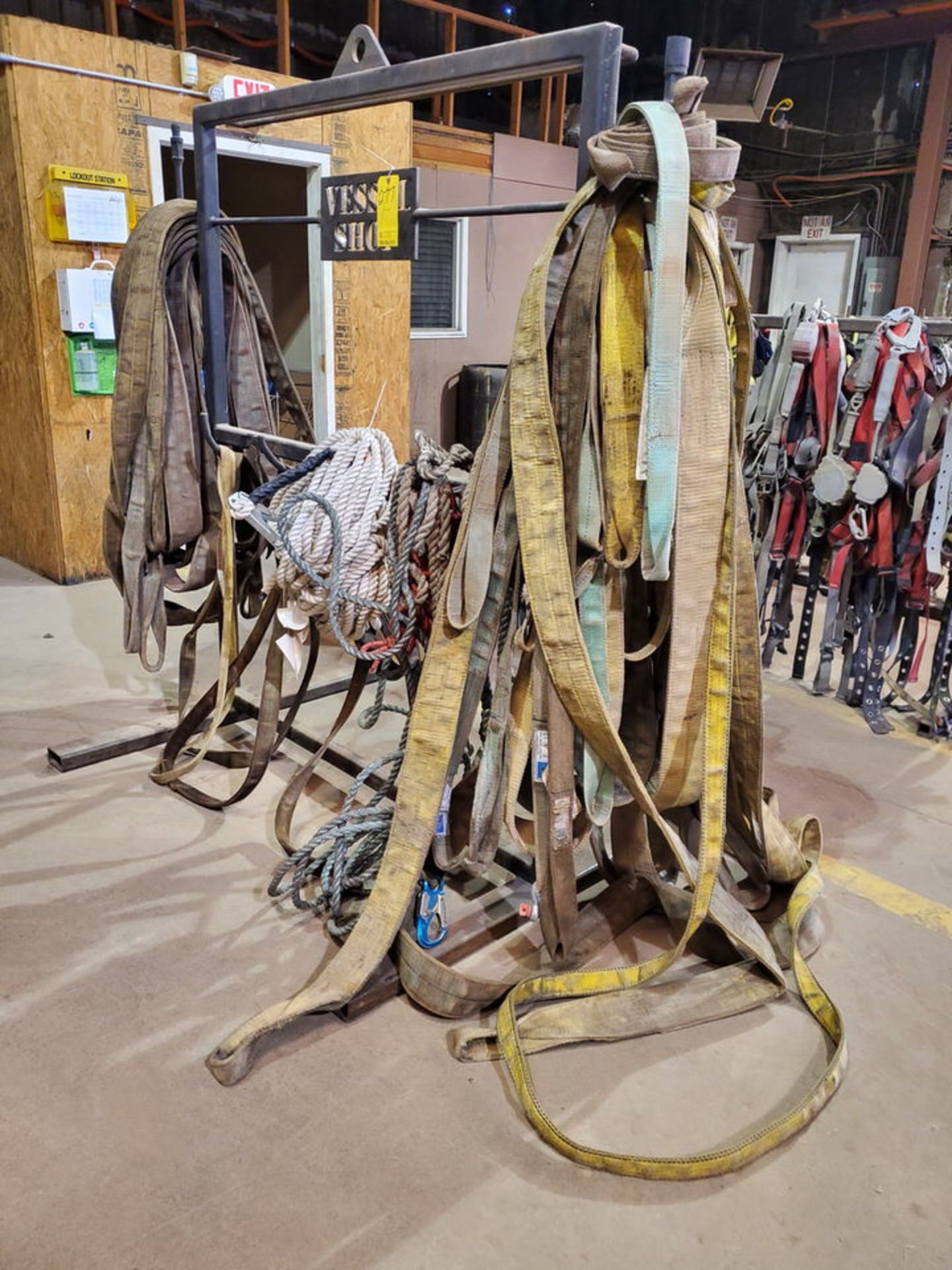 Assorted Lifting Poly Slings, Rope W/ Rack