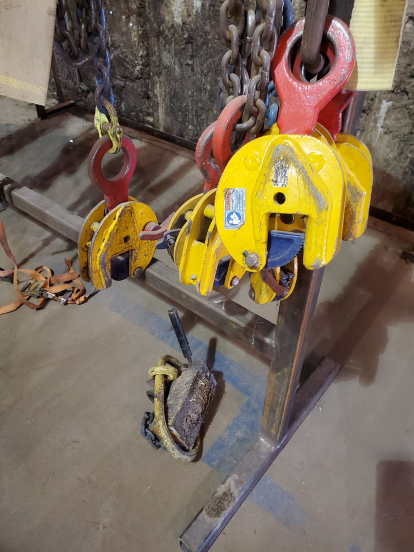 Assorted Lifting Chains & Straps W/ Rack 1 Ton & Other - Image 4 of 8