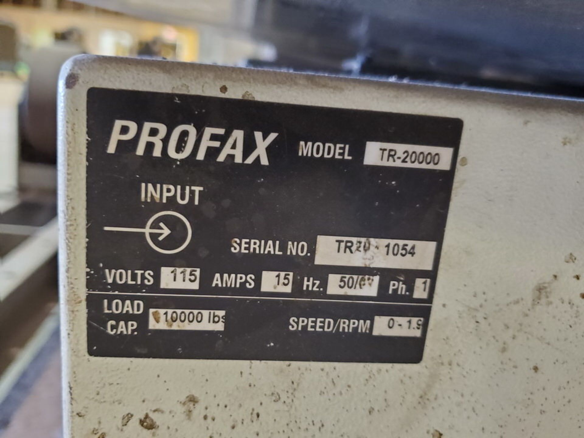 Profax TR-20000 Turn Roll 10K Cap., 115V, 15A, 50/60HZ, 1PH, RPM: 0-1.9; 5" Wheel Dia. - Image 8 of 8
