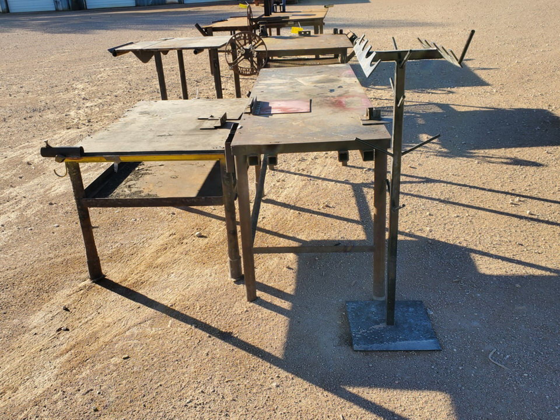 (2) Stl Welding Tables (1) 30-1/2" x 96" x 36"H; (1) 56" x 57" x 33"H; W/ 52"H Matl. Rack - Image 4 of 5