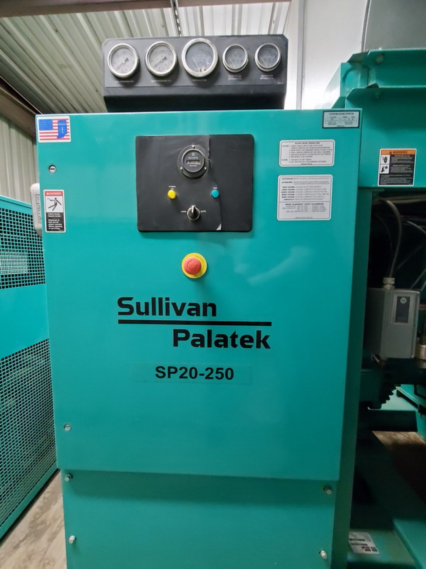 Sullivan Palatek SP20-250 Air Compressor 460V, 3PH, 60HZ, 250HP, 315/(13.8)A; 2,865hrs - Image 6 of 16