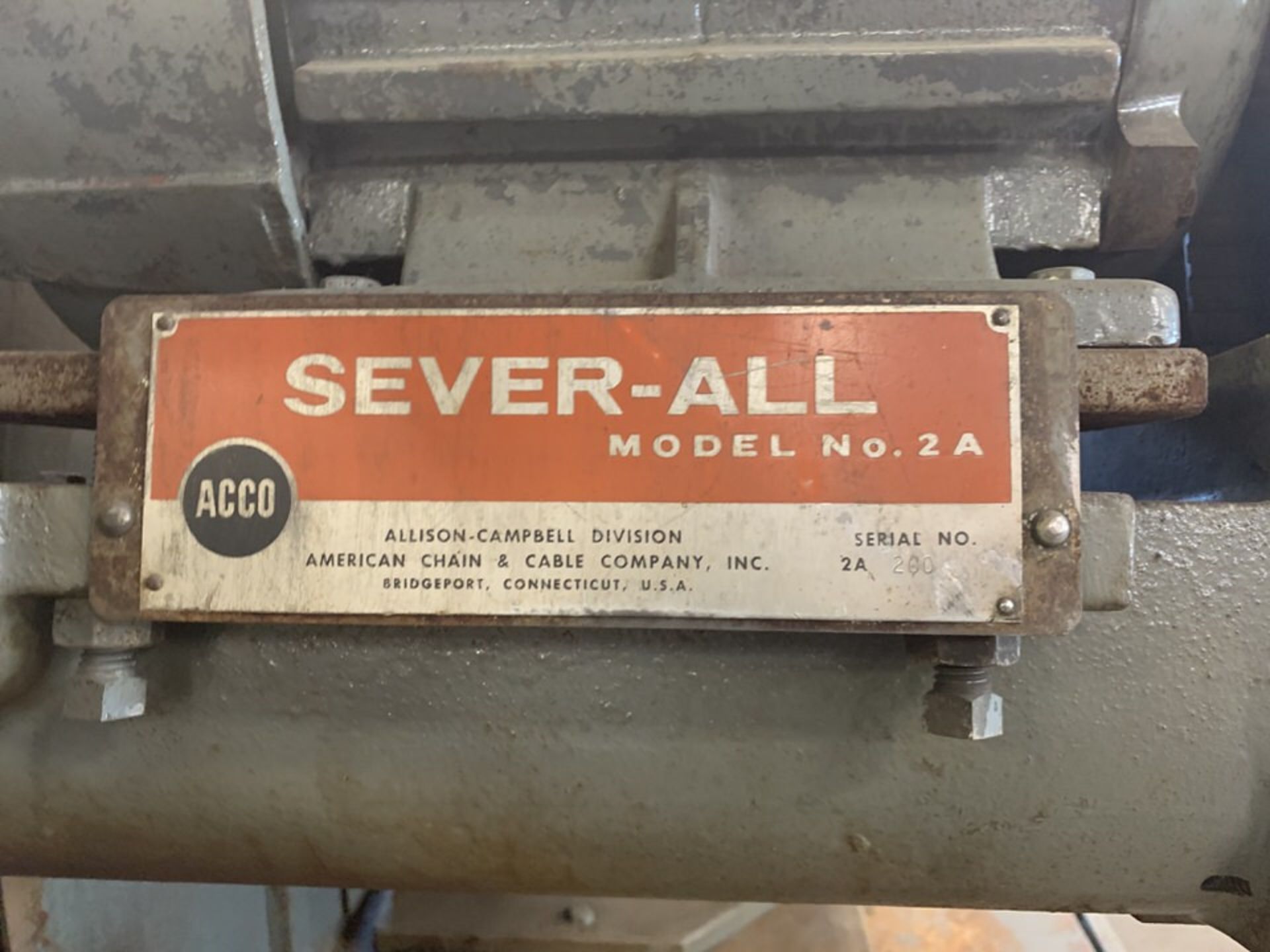 ACCO SEVER ALL 20" ABRASIVE CUT OFF SAW, MDL: 2A - Image 2 of 2