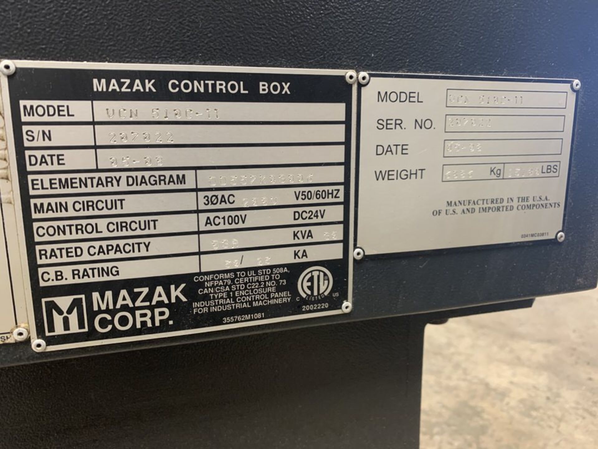 2008 MAZAK NEXUS 510C-II VERTICAL MACHINING CENTER, MAZATROL MATRIX CONTROLS, 30 TOOL ATC - Image 11 of 11