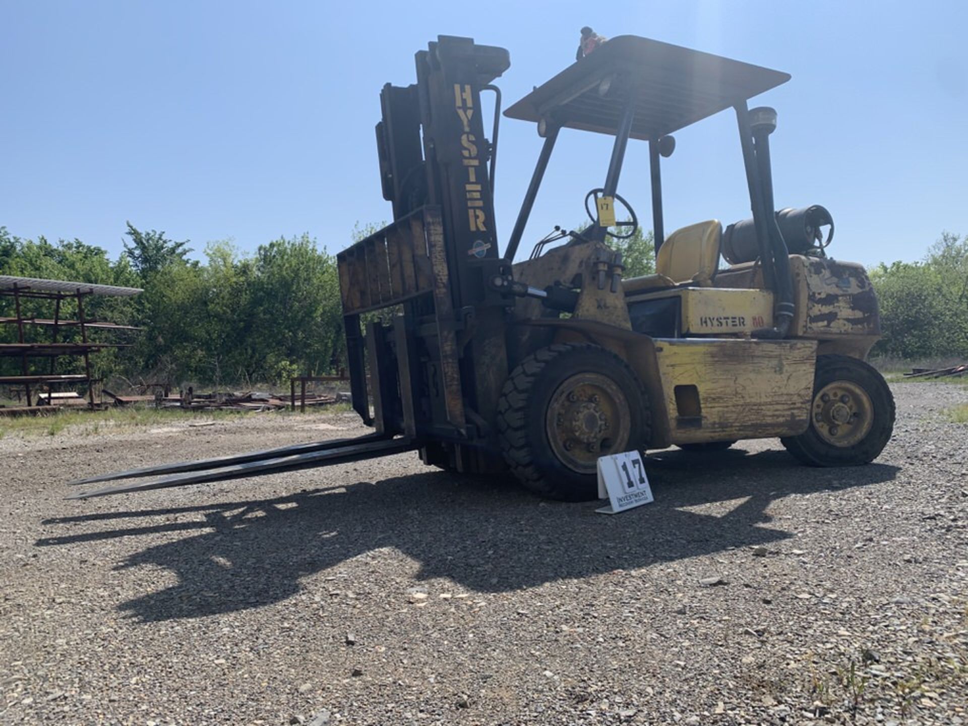 HYSTER 8,000 LB FORKLIFT, MDL: H80XL, LIFT HT: 172", LP GAS, SIDE SHIFT, 5' FORKS, 6,257 HOURS - Image 2 of 6