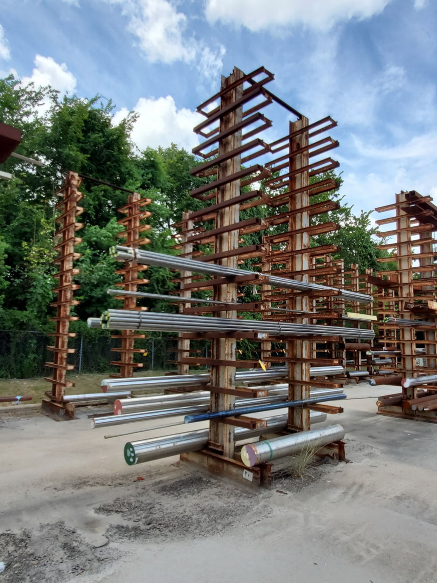 Double-Sided 2-Post Cantilever Rack 98" x 64" x 20'H Approx. 2' Deep (Raw Matl. Excluded)