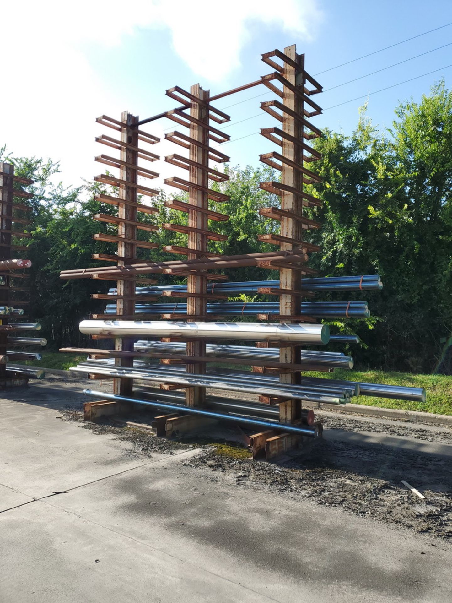 Double-Sided 3-Post Cantilever Rack 168" x 64" x 20'H Approx. 2' Deep (Raw Matl. Excluded)