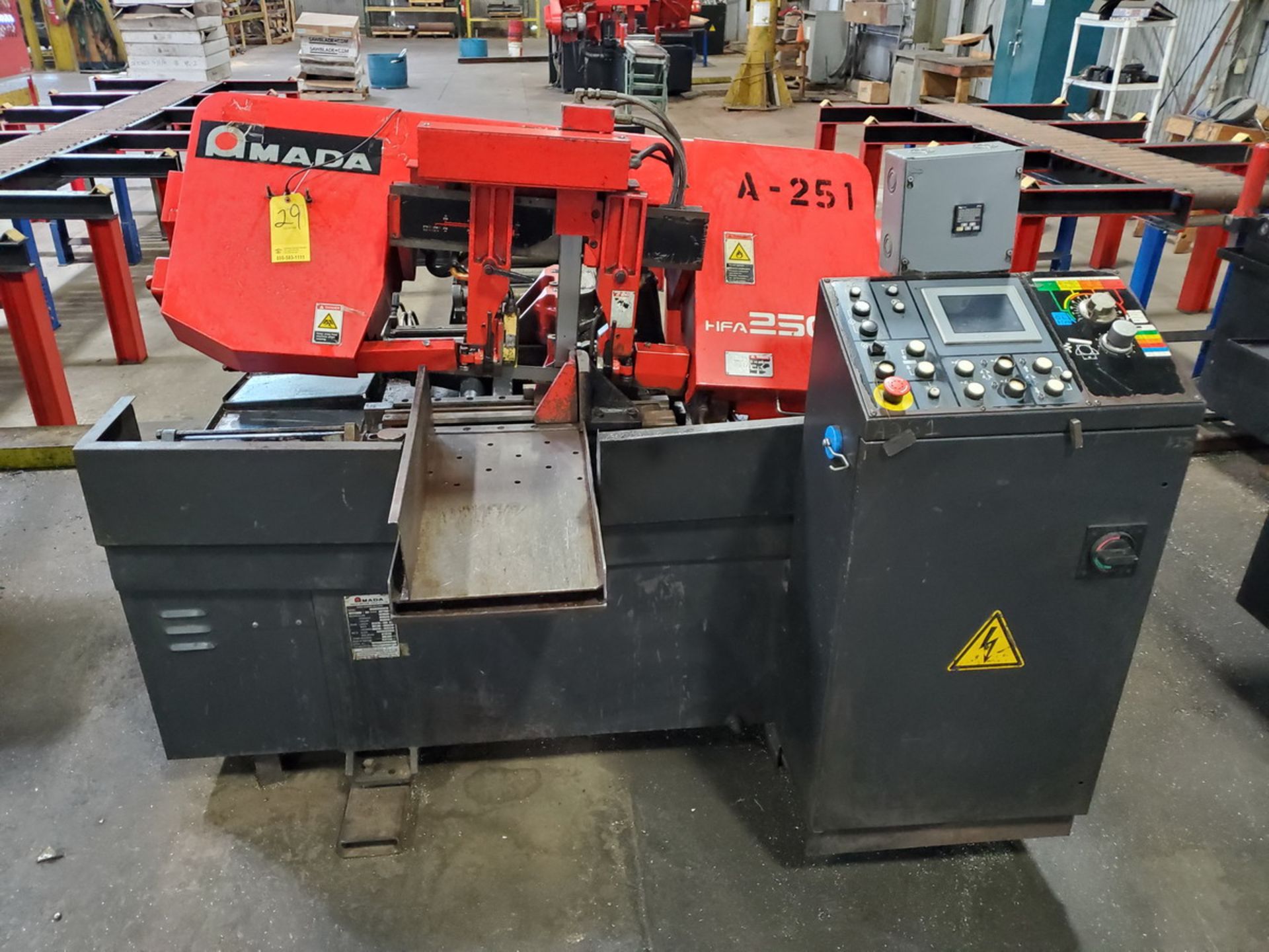 2013 Amada HFA 250W Horizontal Band Saw 230V, 3PH, 60HZ; Blade Length: 11'6"; Table Conveyor: 10' - Image 2 of 11