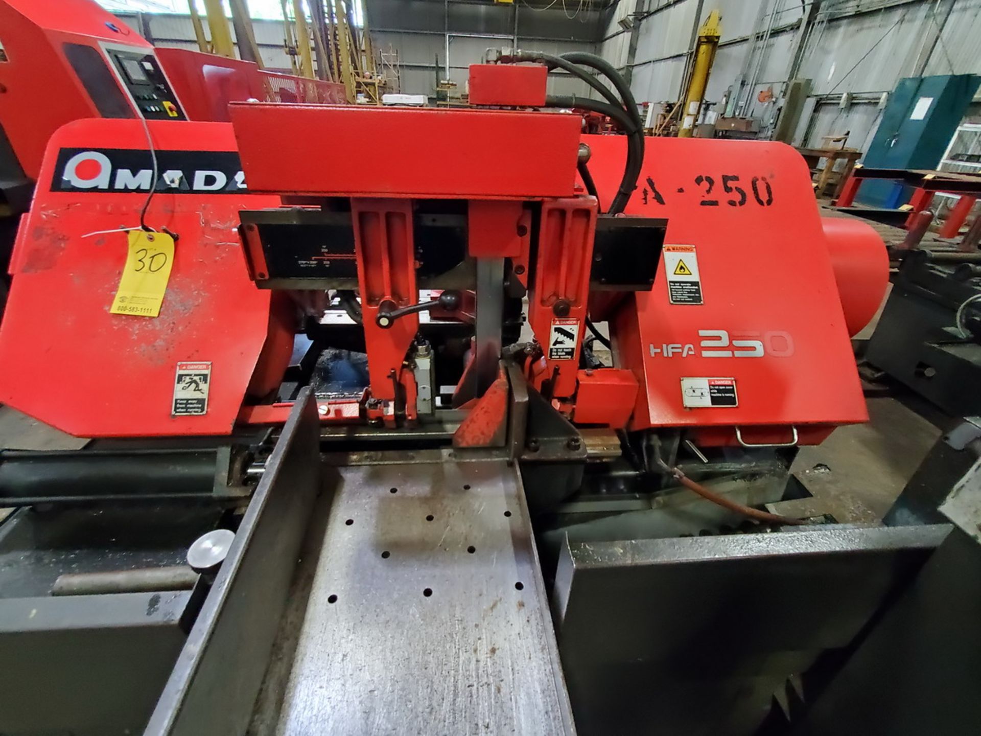 2011 Amada HFA 250W Horizontal Band Saw 230V, 3PH, 60HZ; Blade Length: 15'; Table Conveyor: 20' x - Image 10 of 14