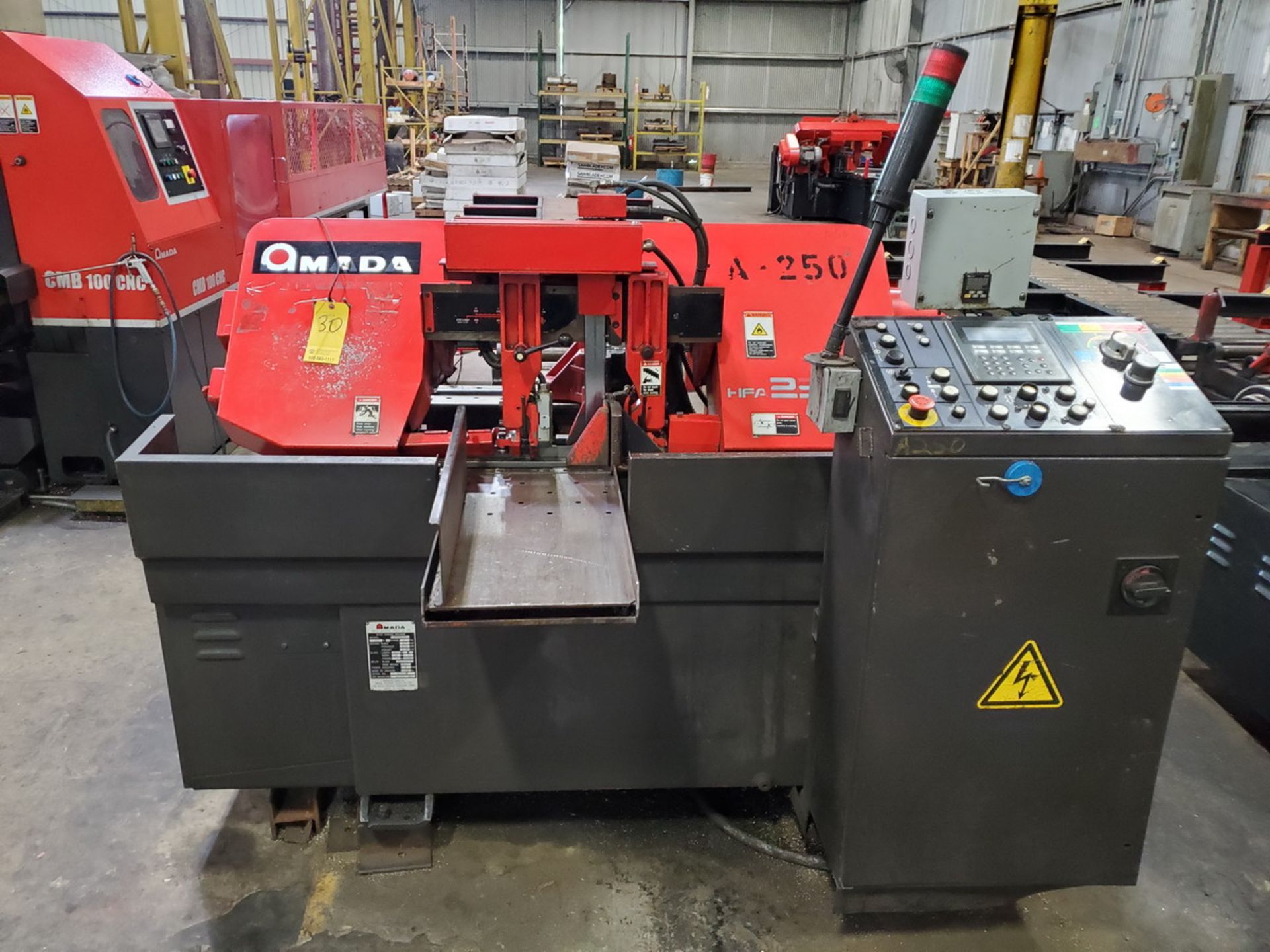 2011 Amada HFA 250W Horizontal Band Saw 230V, 3PH, 60HZ; Blade Length: 15'; Table Conveyor: 20' x - Image 2 of 14