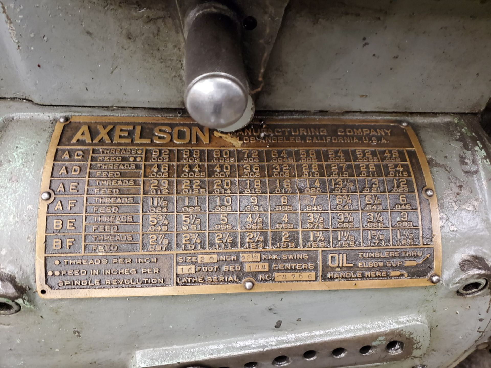 Axelson 20 20" Manual Lathe (Opening bid Includes Rigging Fee) - Image 14 of 14