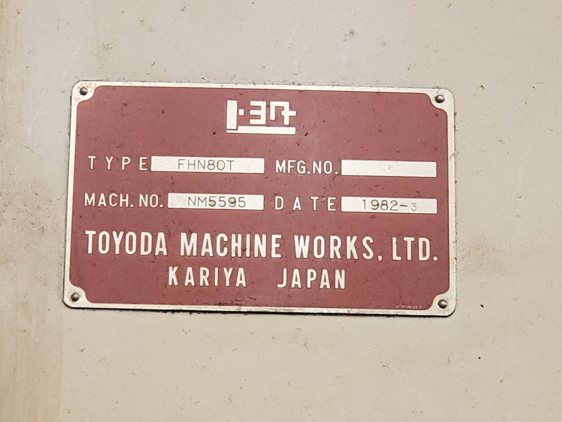 Toyoda FHN80T Horizontal Mill 220V, 60HZ, 3PH; W/ Fanuc System 6M Controller; W/ Ele Control - Image 14 of 14