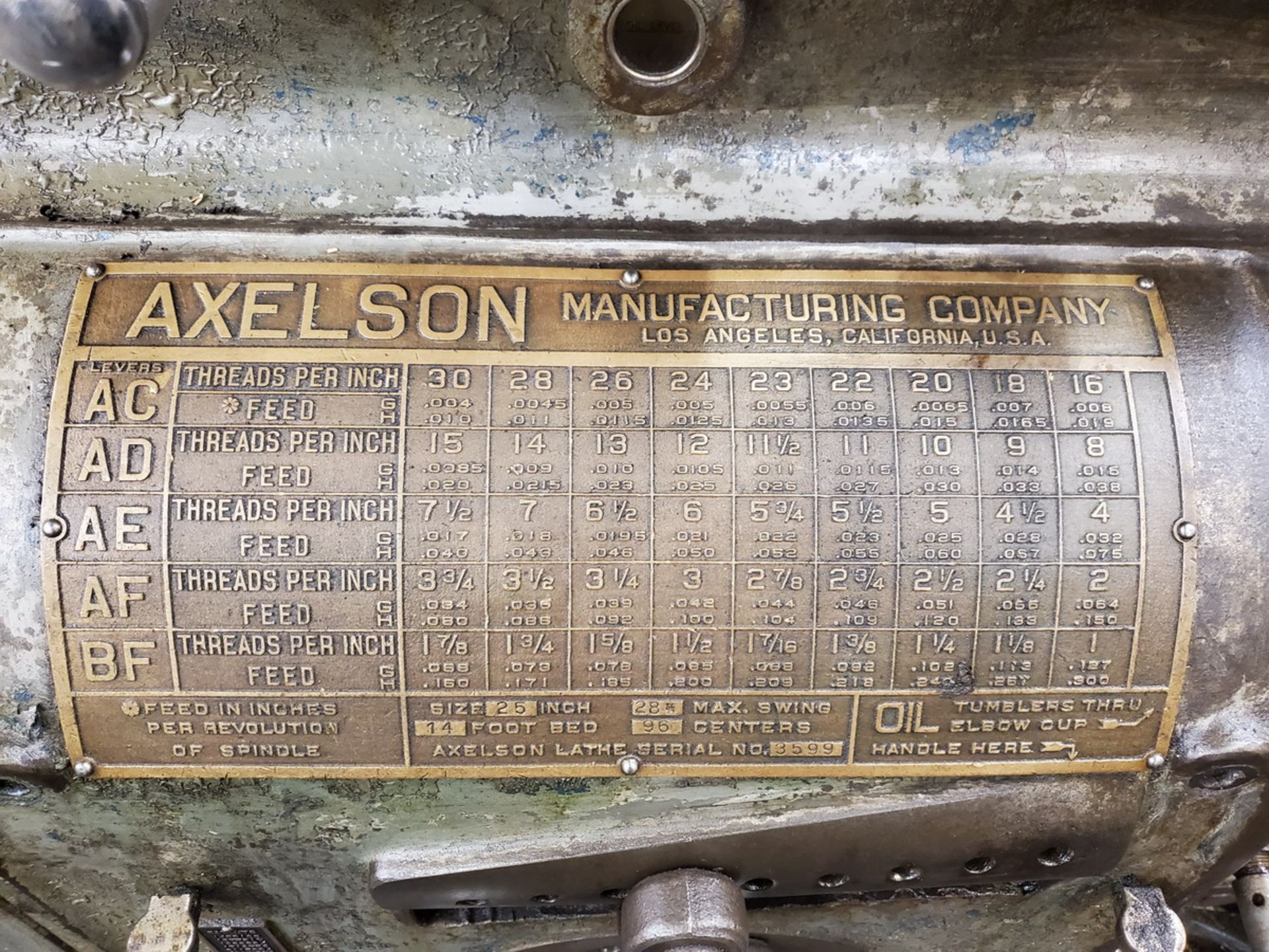 Axelson 25 25" Engine Lathe (Opening bid Includes Rigging Fee) - Image 11 of 11