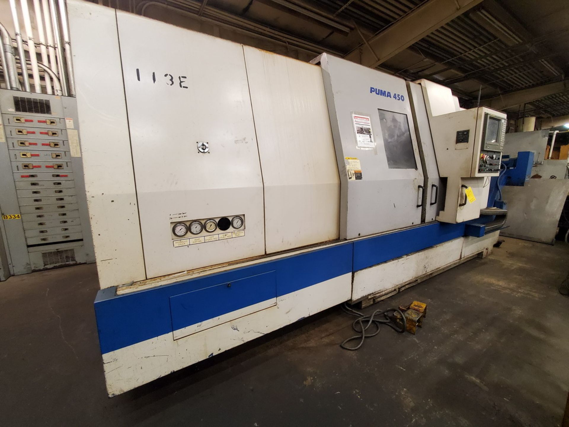 Daewoo Puma 450 NC Lathe 200/220V, 50/60HZ, 3PH, 63.59KVA, 166.89A; W/ 24" 3-Jaw Chuck; W/ Fanuc - Image 2 of 12