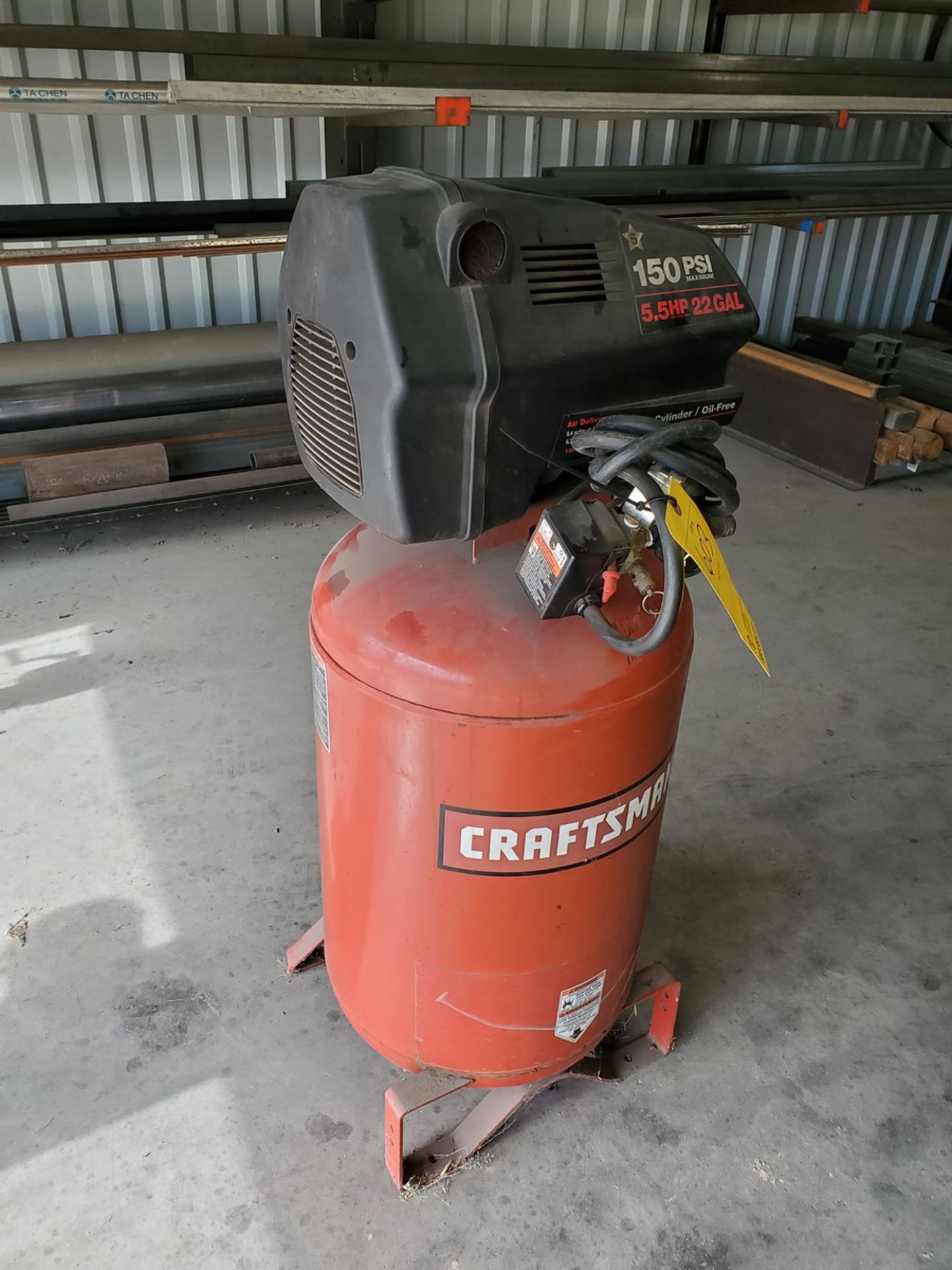 Craftsman Compressor 5.5HP,1 Cycle, 22Gal, 150psi, 120V, 60HZ, 1PH, 15A - Image 2 of 5