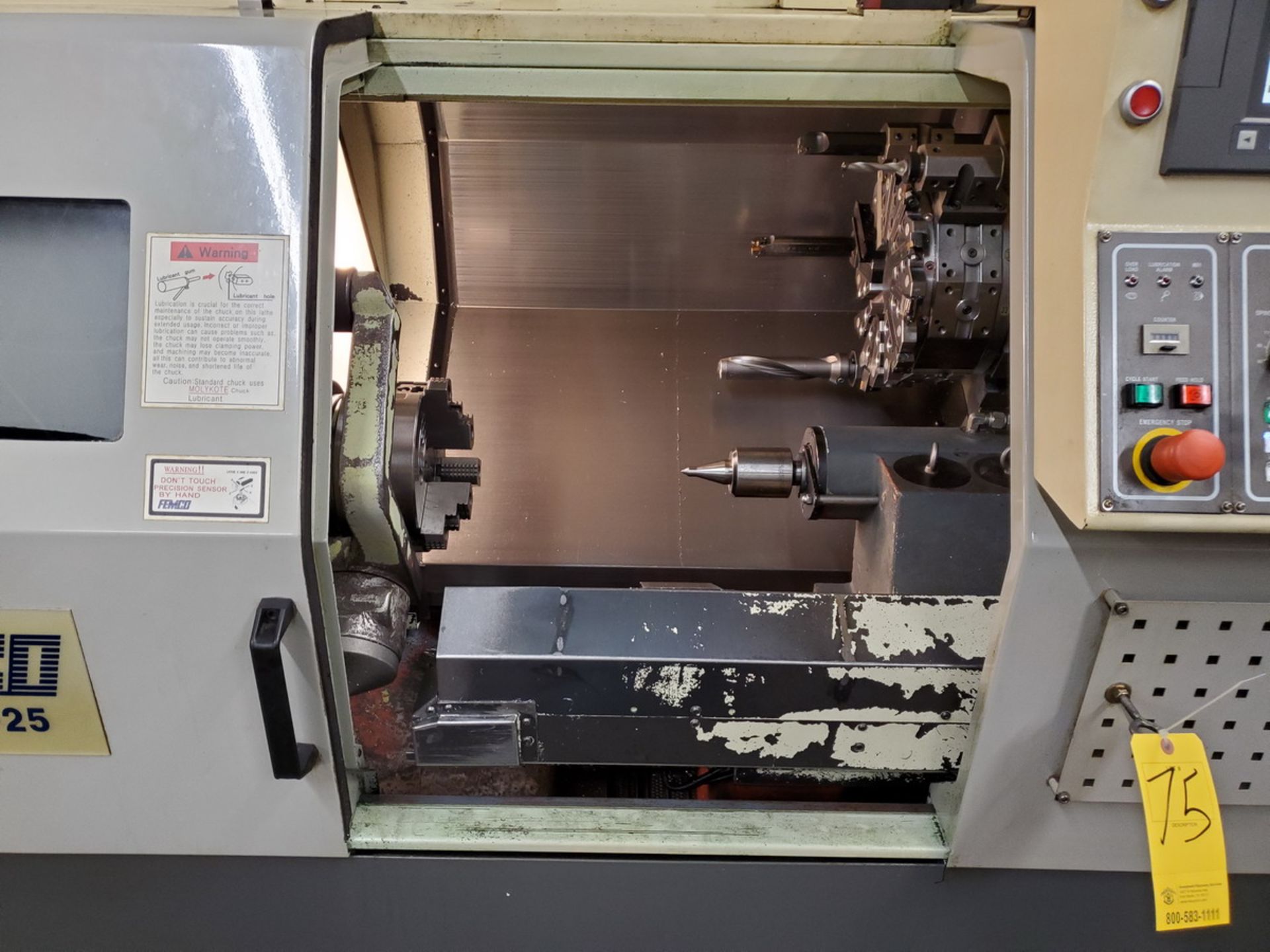 2008 Femco HL-25 CNC Lathe 208V, 3PH; W/ 32-Tool Turrett Station; W/ Fanuc Series oi-TC - Image 7 of 26