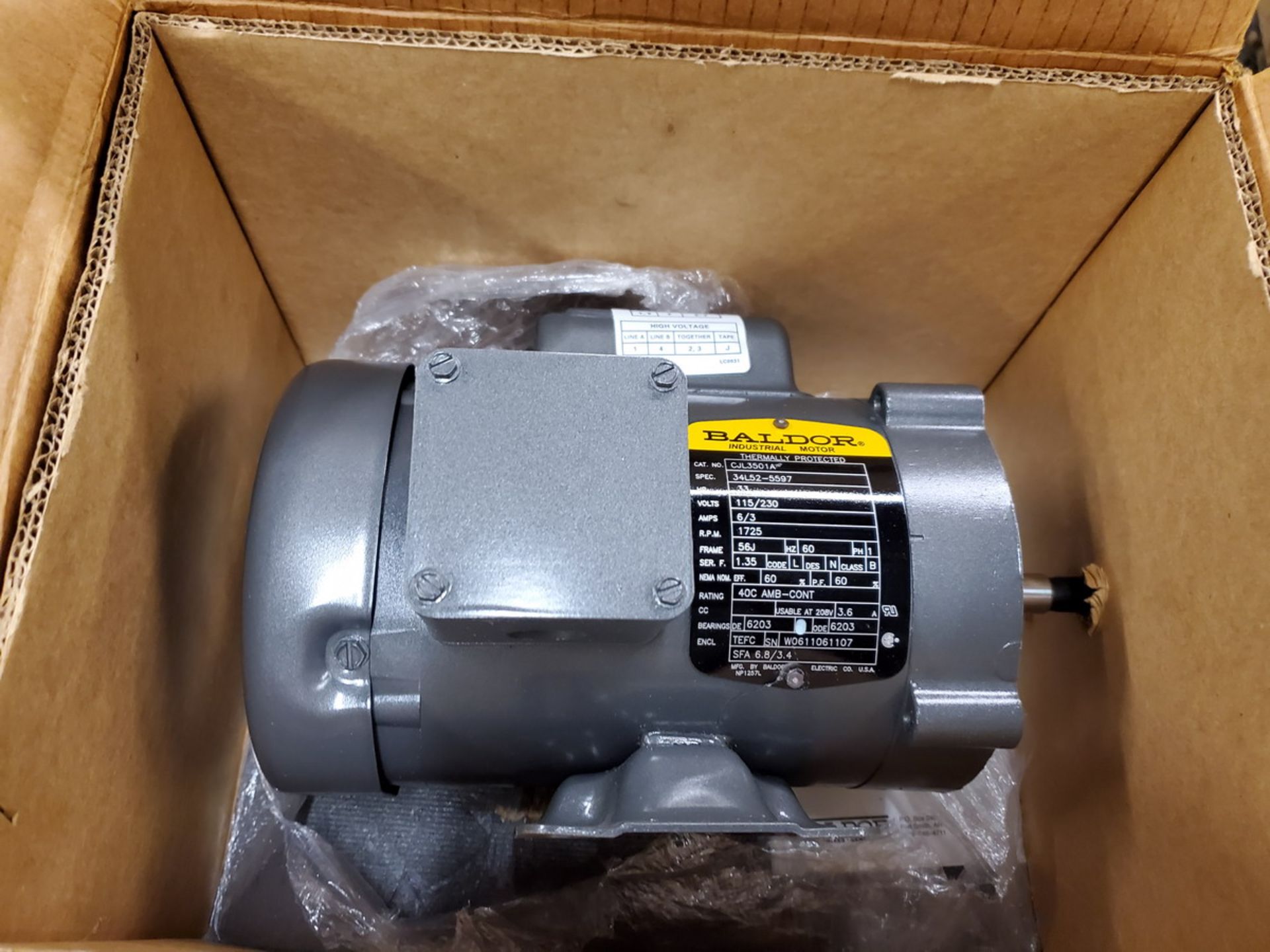 Baldor Motor .33HP, 115/230V, 1725RPM, 60HZ, Frame-56J - Image 2 of 6