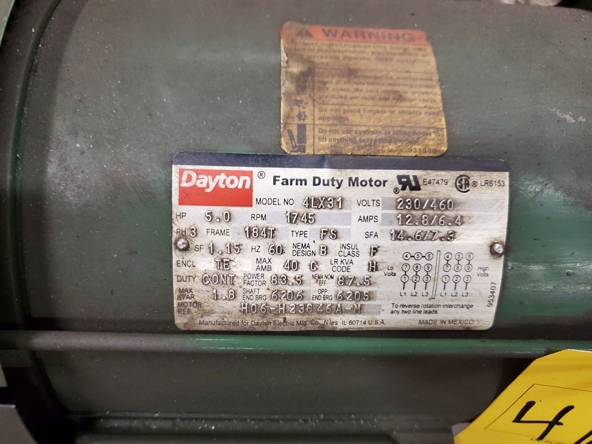 Dayton Motor 5HP, 1745RPM, 230/460V, 60HZ, 3PH, Frame-184T - Image 5 of 5