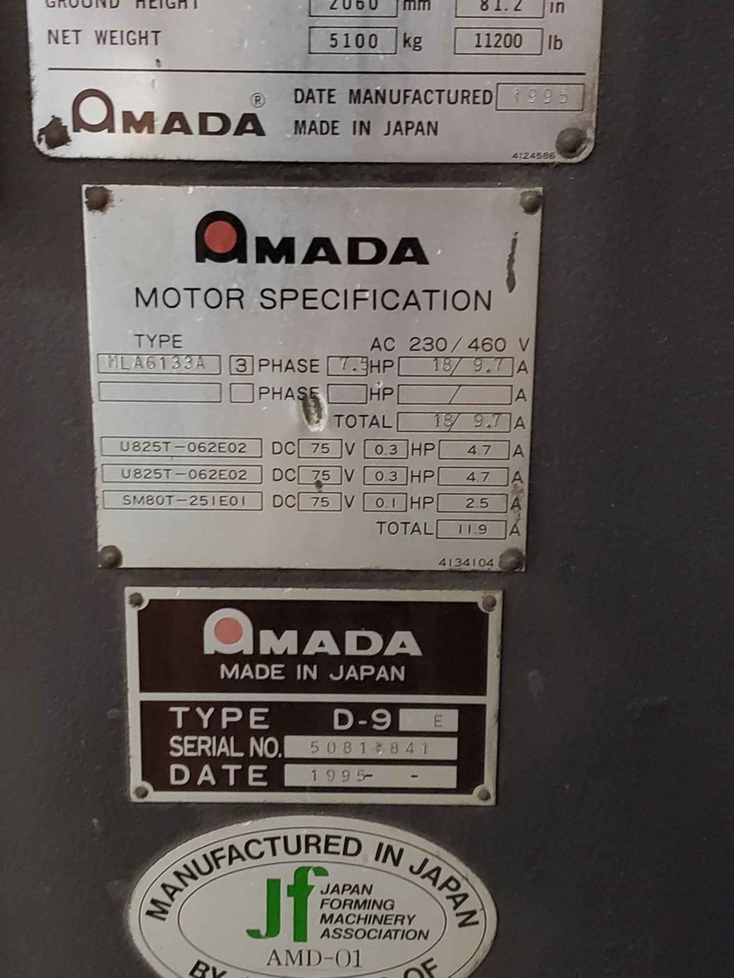 Amada RG-80 80 Ton Press Brake Table L: 94.6"; Throat Depth: 15.76", 98.7 Blade L; W/ NC9-EX - Image 15 of 15