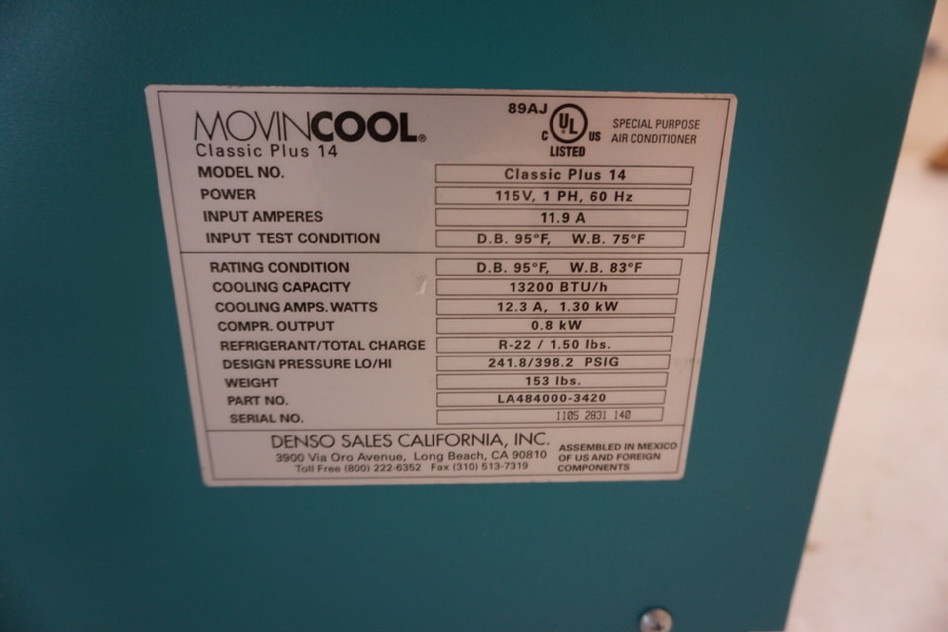 MOVINCOOL CLASSIC PLUS 14 PROTBLE AIR CONDITIONING UNIT - Image 2 of 3