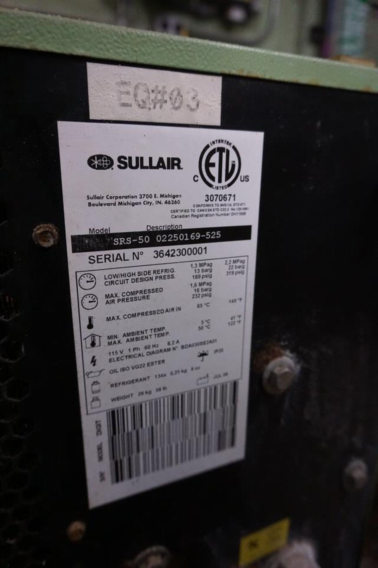 SULLAIR ES-6 COMPRESSOR, SRS-50 - Image 4 of 12