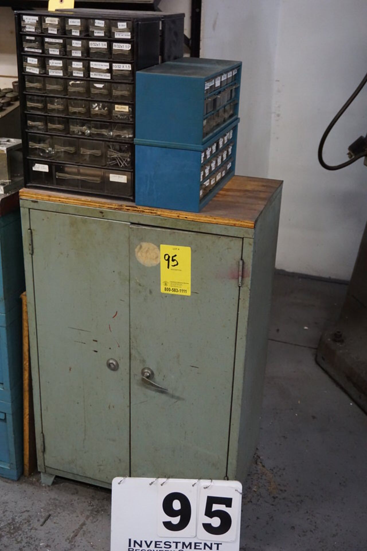 (3) SMALL PARTS CABINETS W/ CONT: GRINDING WHEELS, BUFFING WHEELS, SAND PAPER, FASTENERS