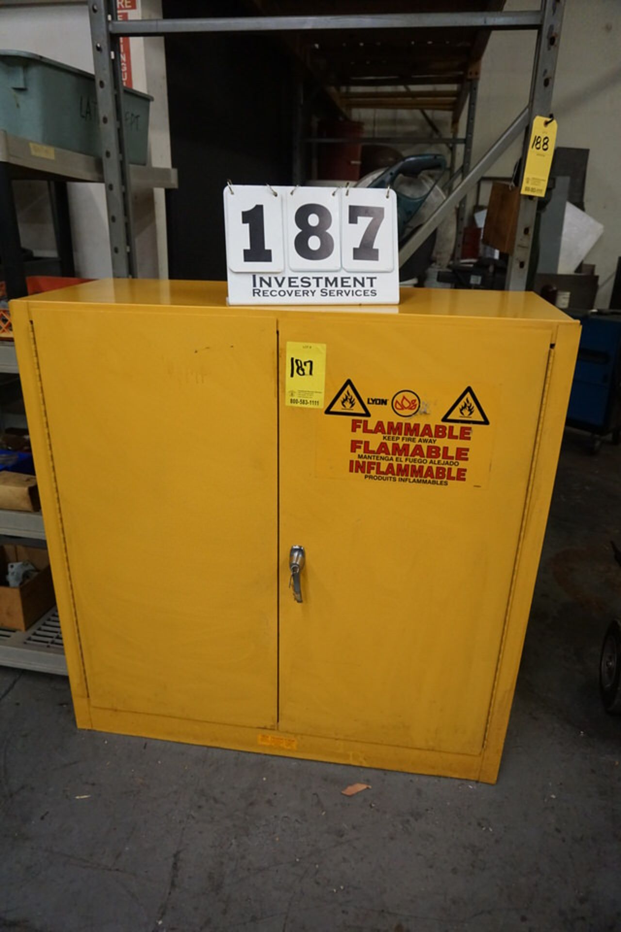 LYON FLAMMABLE STORAGE CABINET, 18" X 42"W X 42T