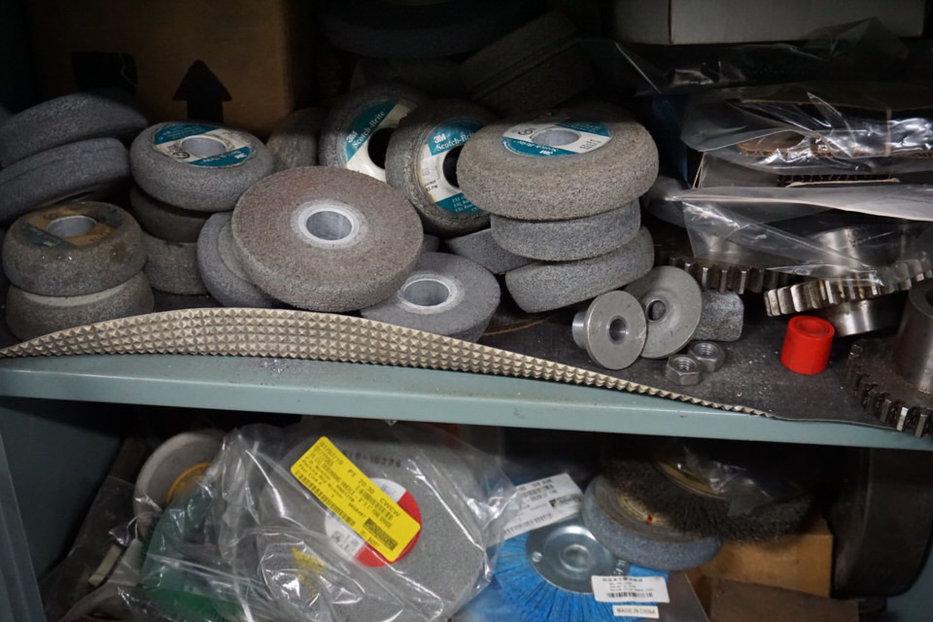 (3) SMALL PARTS CABINETS W/ CONT: GRINDING WHEELS, BUFFING WHEELS, SAND PAPER, FASTENERS - Image 2 of 6