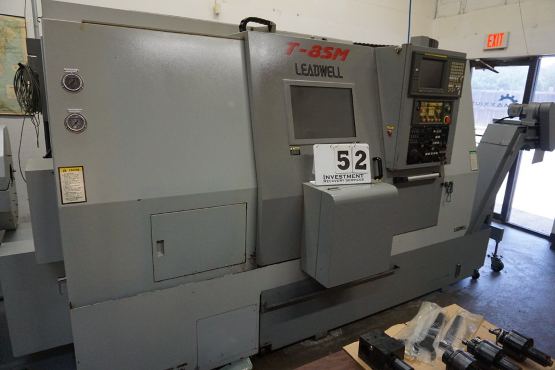 LEADWELL T-8SM CNC LATHE, 5 AXIS, FANUC 18-I TB CONTROL, FULL AXIS ON BOTH SPINDLES, 12 POSITION