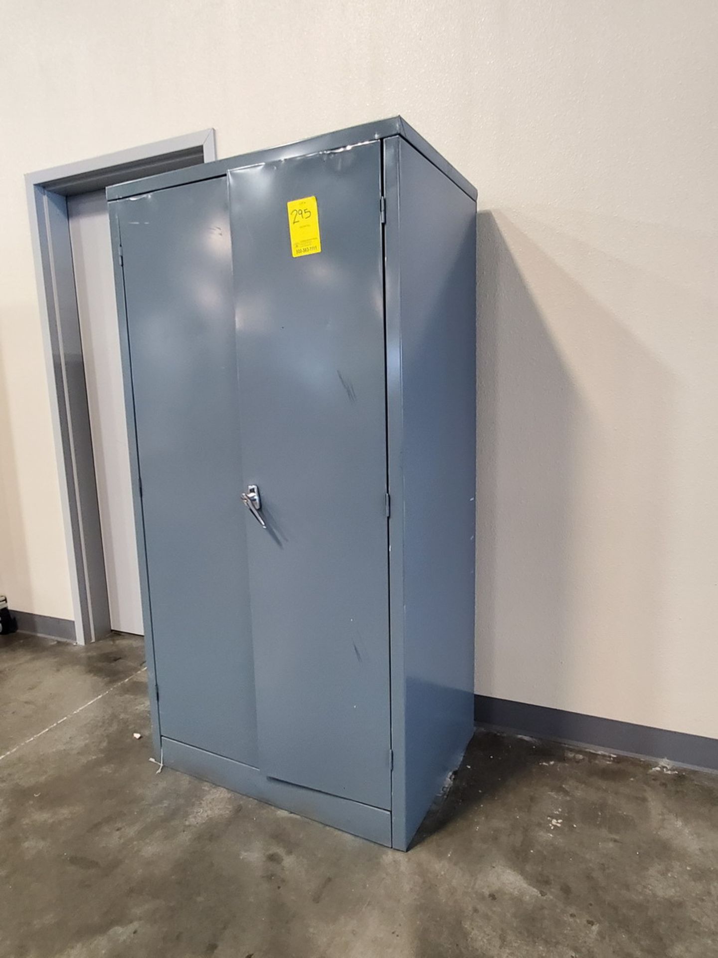 (2) 2-Door Metal Storage Locker 36" x 24" x 6', W/ Kitchen Contents; W/ Rolling Project Board