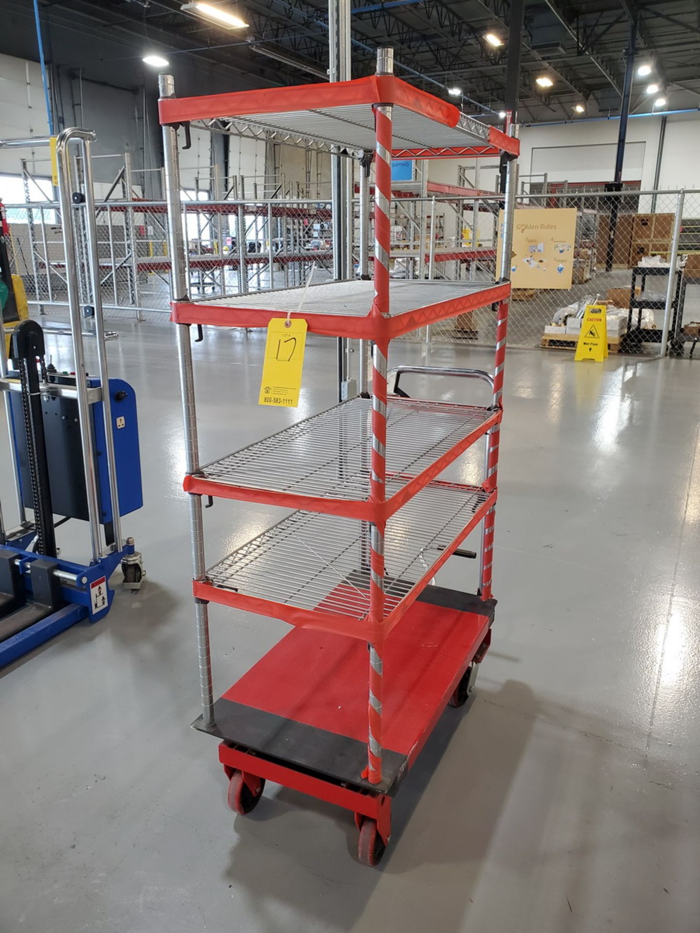 Lift Table 36" x 19-1/2" x 65-1/2"H; W/ 4-Tier Matl. Rack - Image 3 of 5