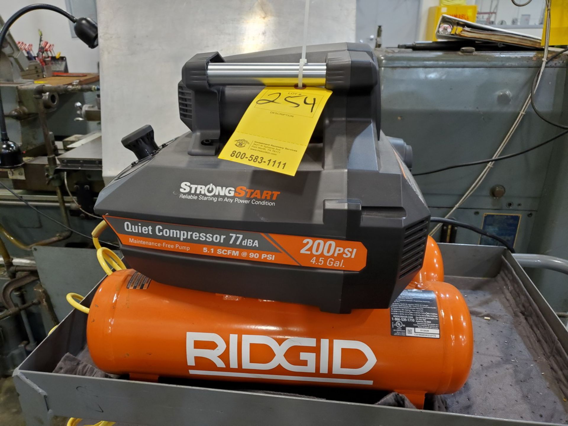 Ridgid Compressor 4.5Gal, 200psi, 5.1SCFM @ 90psi, 120V, 60HZ, 14.5A - Image 6 of 8