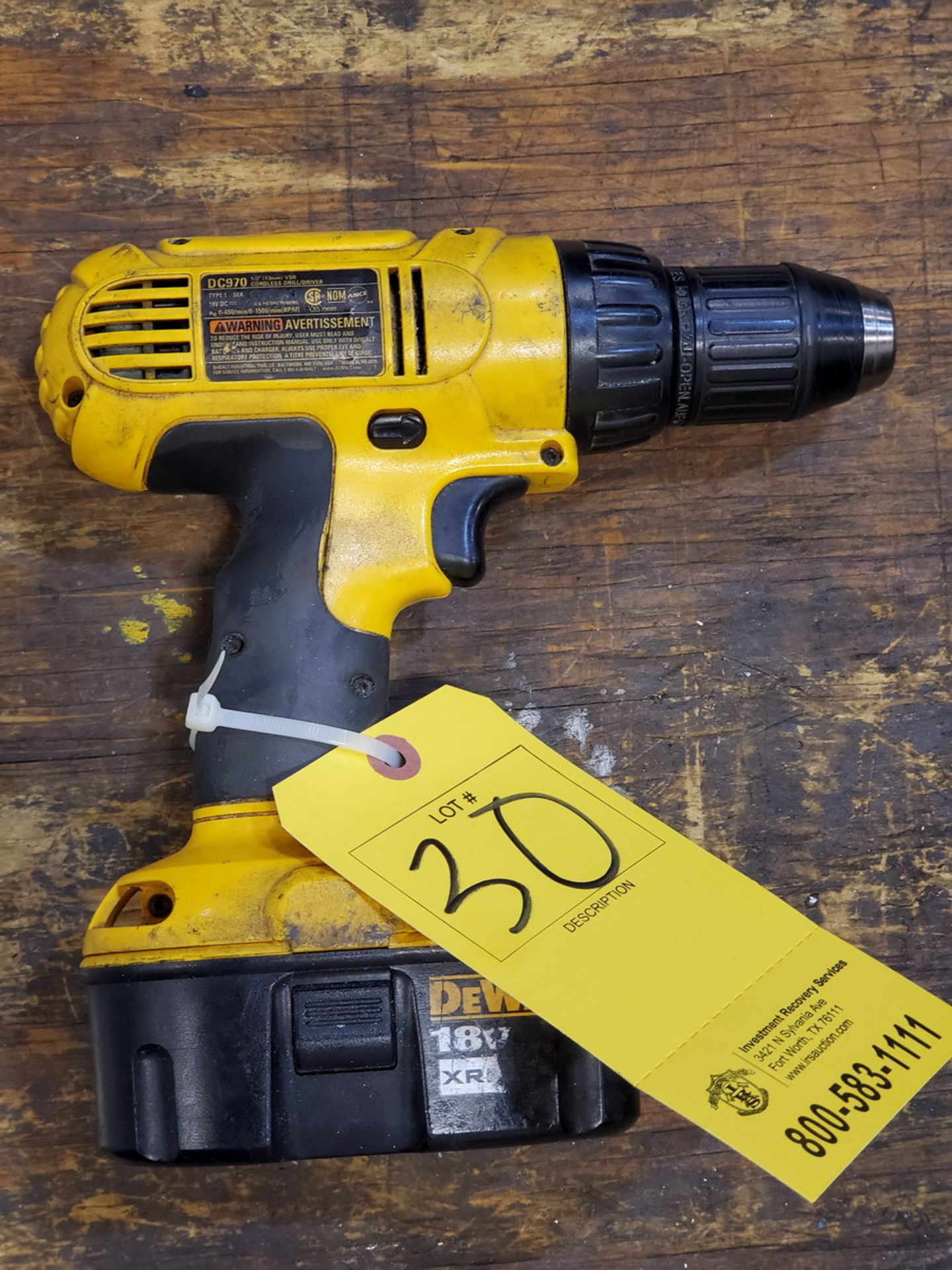 Dewalt DC970 1/2" Cordless Drill 18V, W/ Charger & Spare Battery - Image 3 of 3