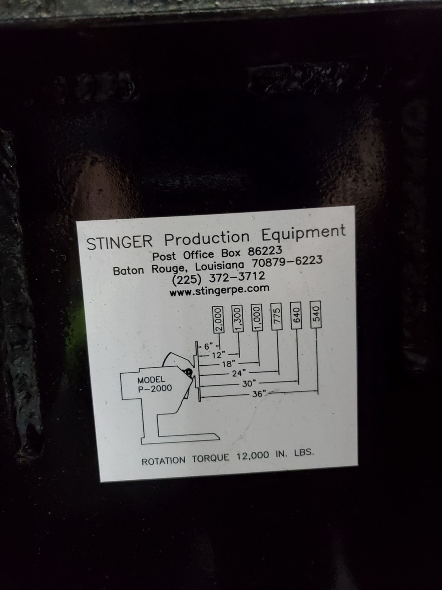 Stinger P-2000 Positioner Rotation Torque: 12K Cap.W/ (2) Foot Controls - Image 10 of 10