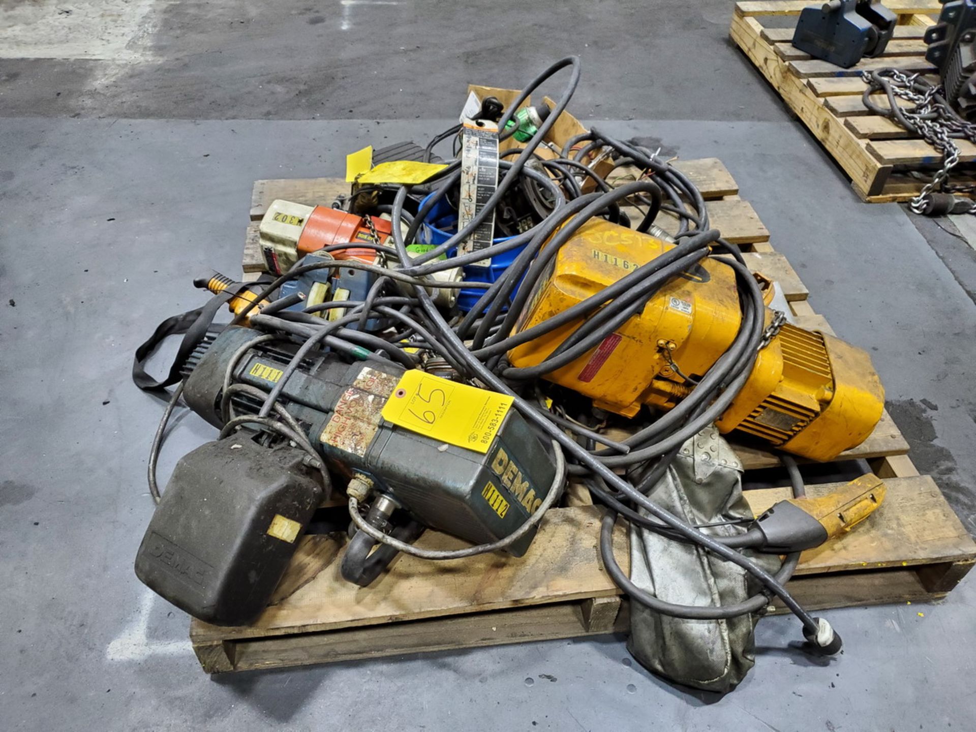 Harrington (2) 1/8 Ton Hoist 460-480V, 3PH, 60HZ; W/ (1) 1/2 Ton Harrington Hoist; W/ (1) Demag