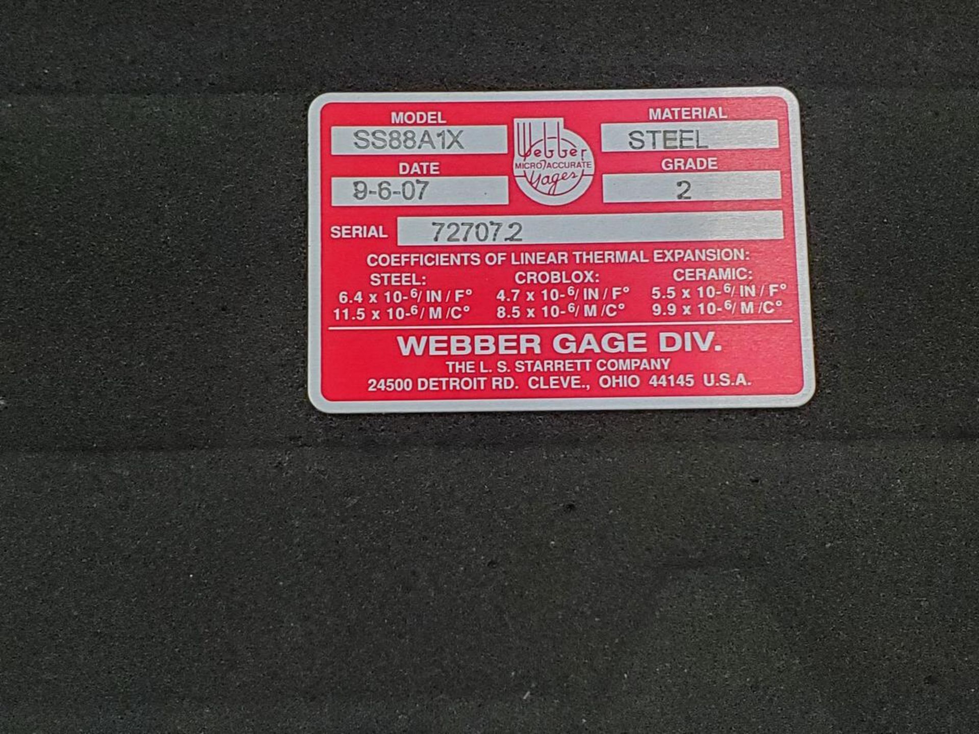 Webber SS88A1X (2) Gage Block Sets - Image 7 of 7