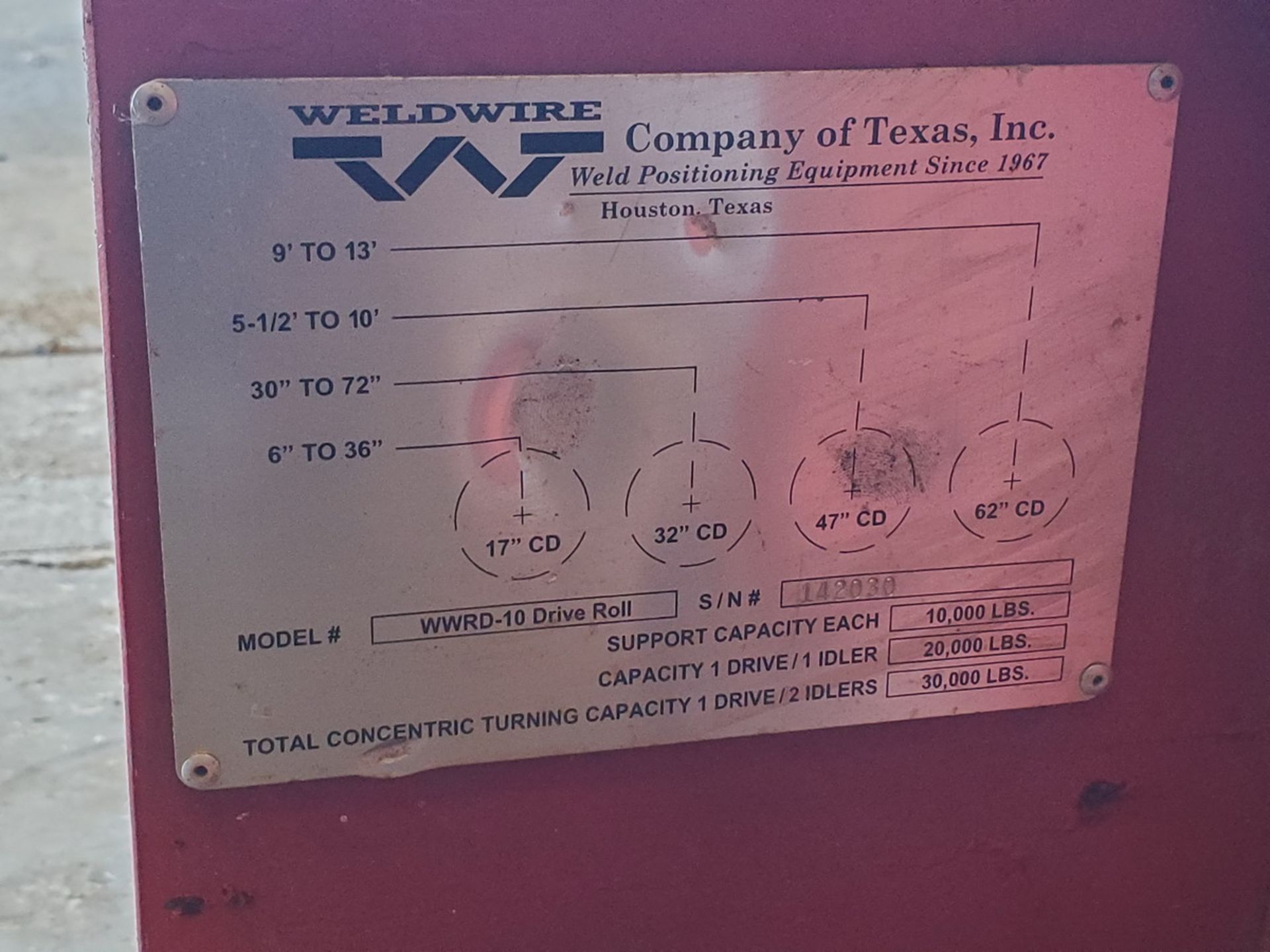 Weldwire WWRD-10 Turning Rolls 10K Cap., 110V (Building D) - Image 8 of 8